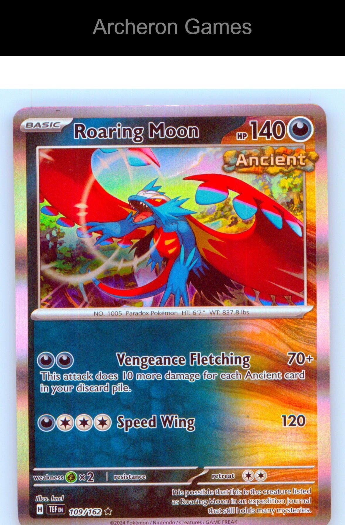 Pokemon Card Roaring Moon TEF 109/162 R Temporal Forces Holo