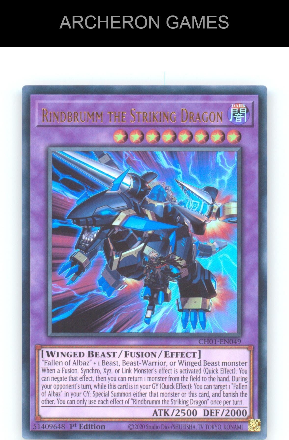 Rindbrumm the Striking Dragon Ultra Rare YUGIOH Card 1st Edition