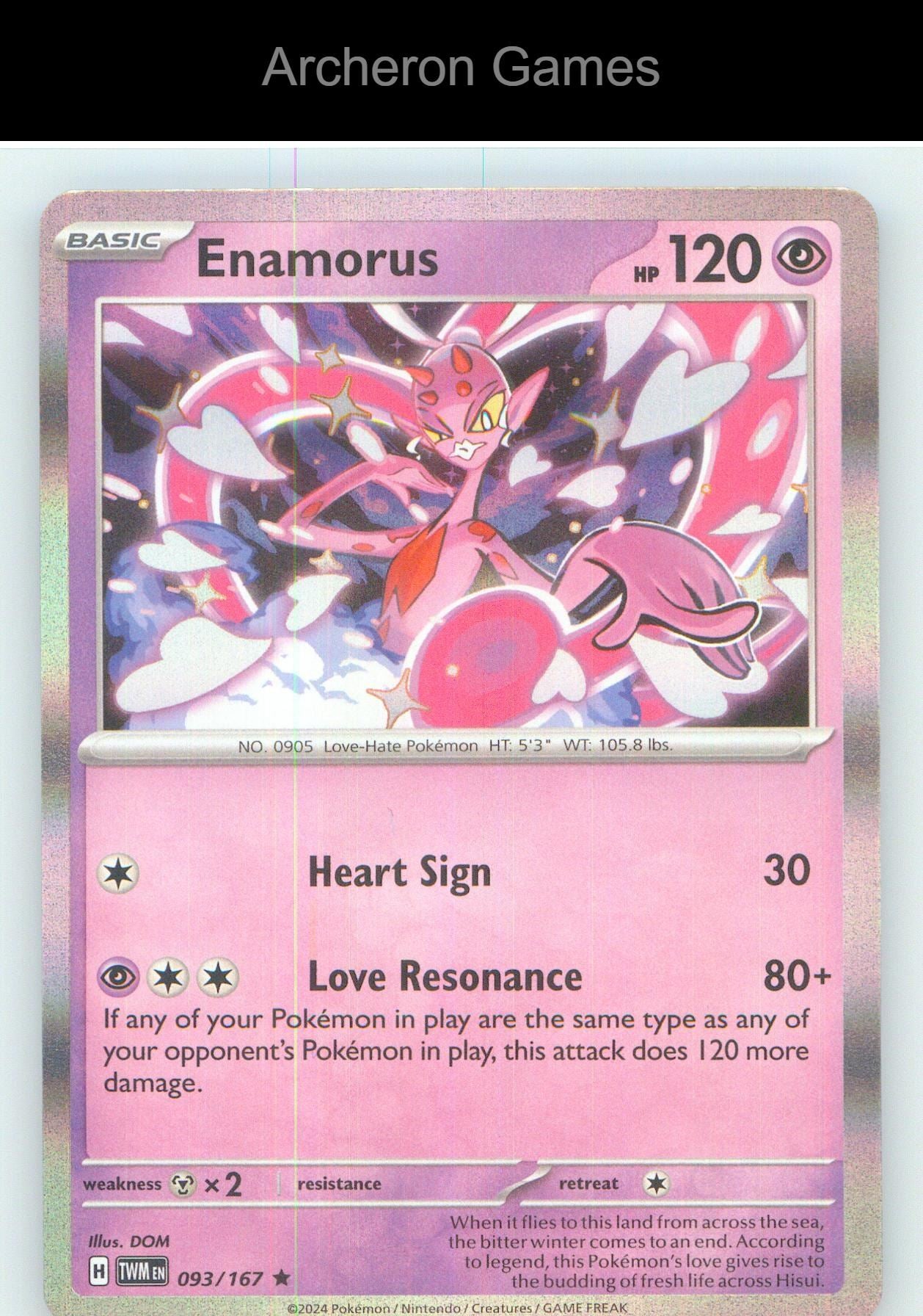 Pokemon Card Enamorus TWM 093/167 R Twilight Masquerade Holo