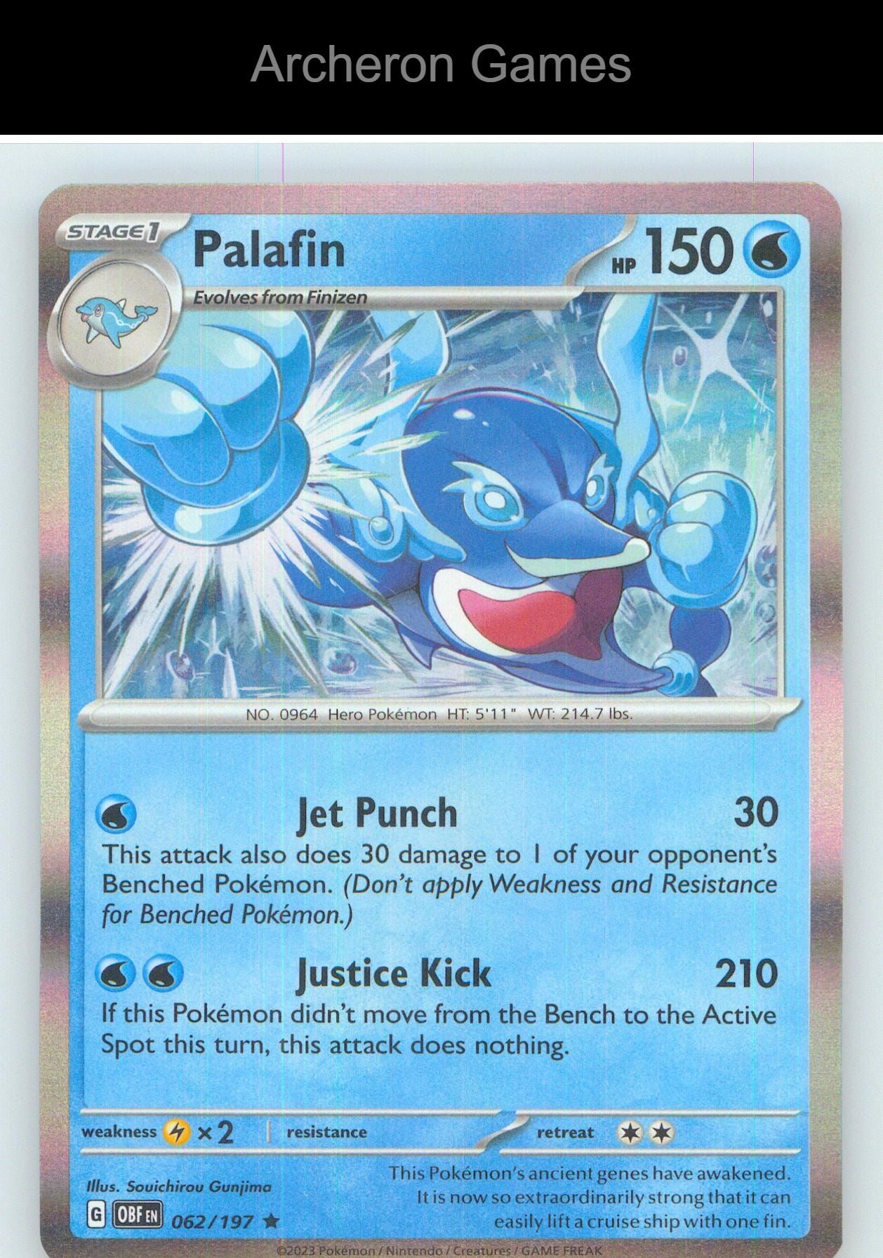 Pokemon Card Palafin OBF 062/197 R Obsidian Flames Holo