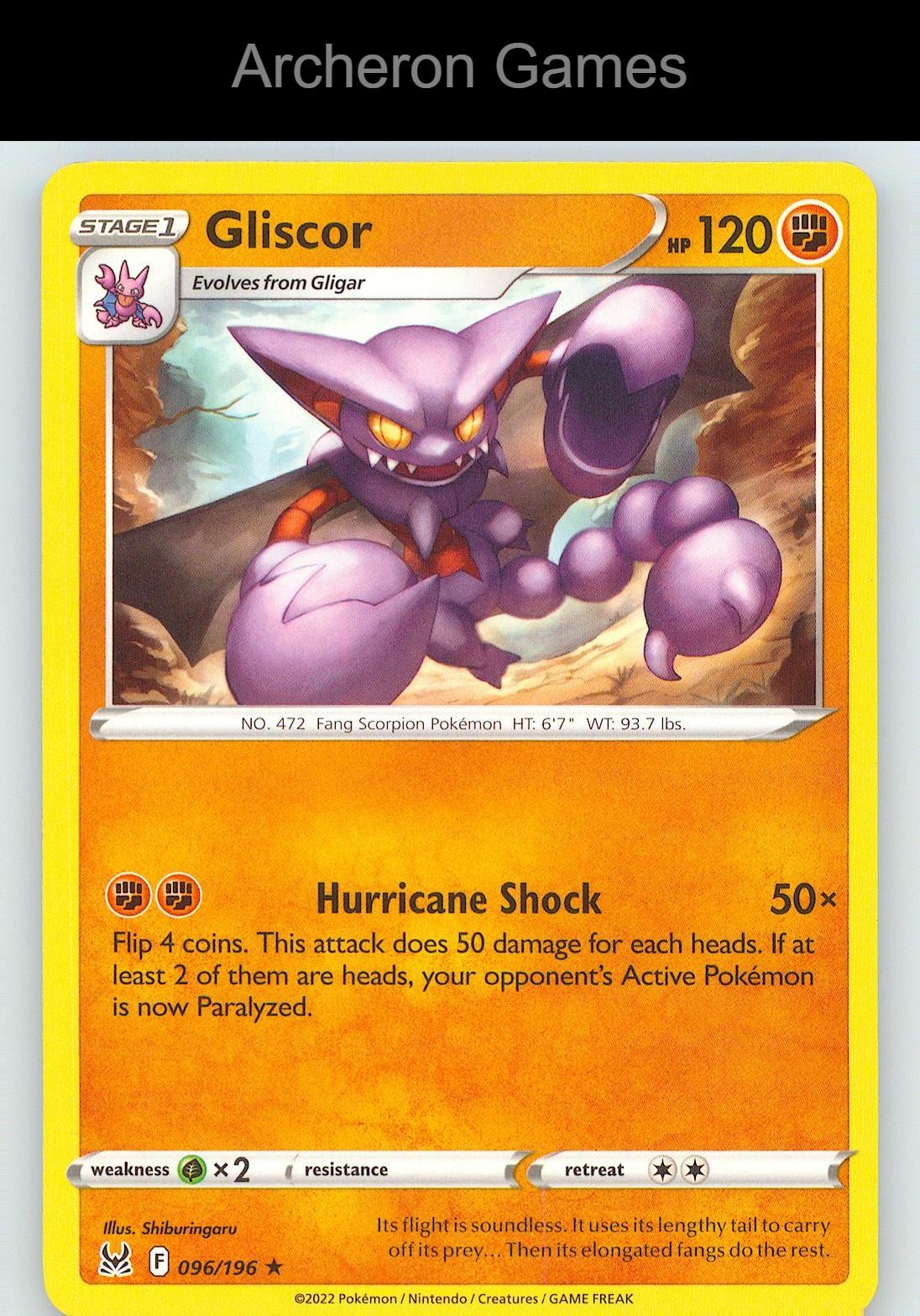Pokemon Card Gliscor LOR 096/196 R Lost Origin