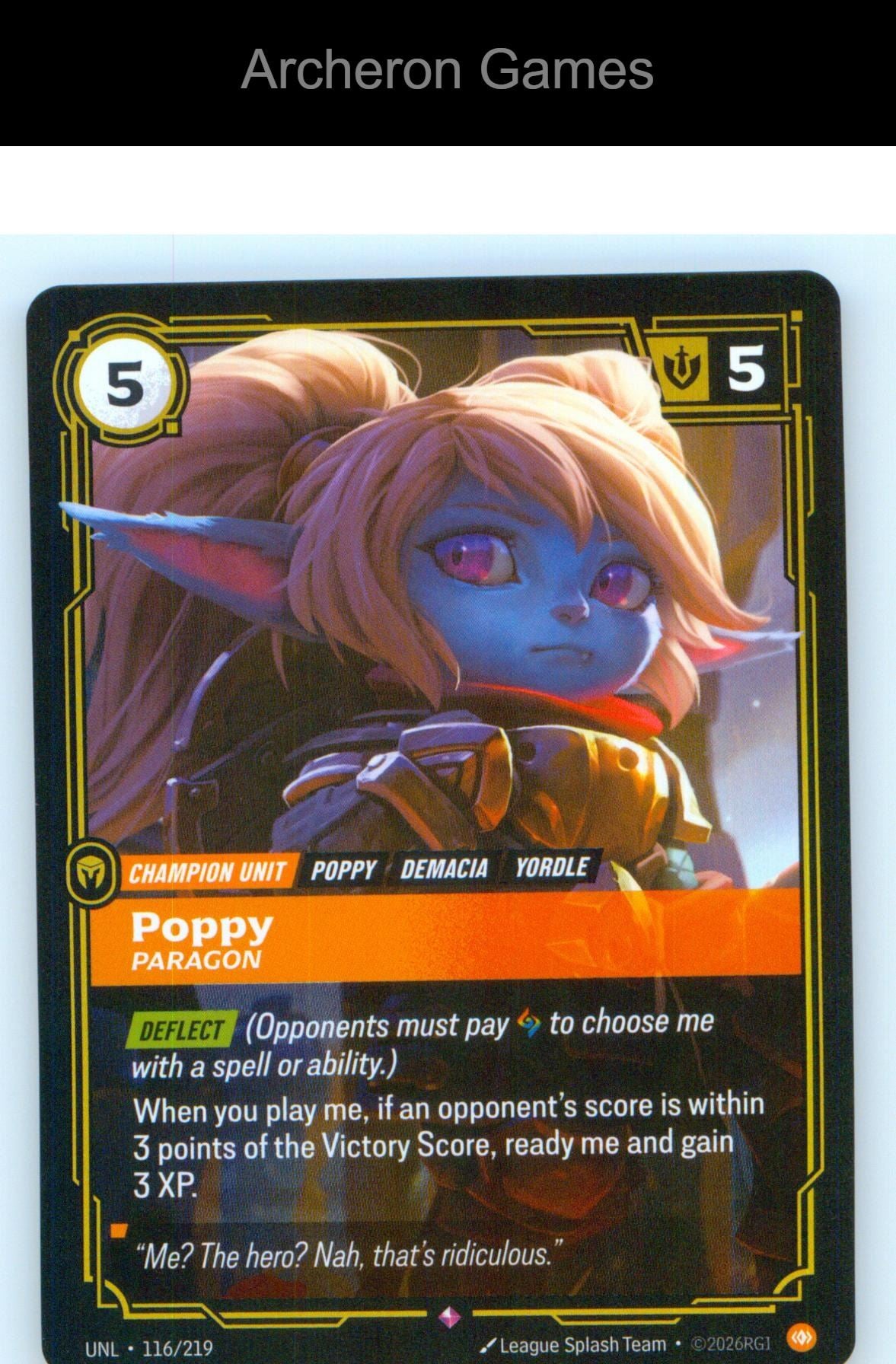 Poppy - Paragon UNL 116/219 R Unleashed Riftbound Card