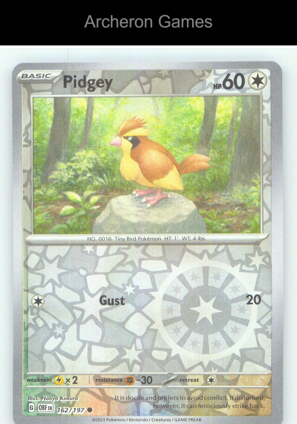 Pokemon Card Pidgey OBF 162/197 C Obsidian Flames Reverse Holo