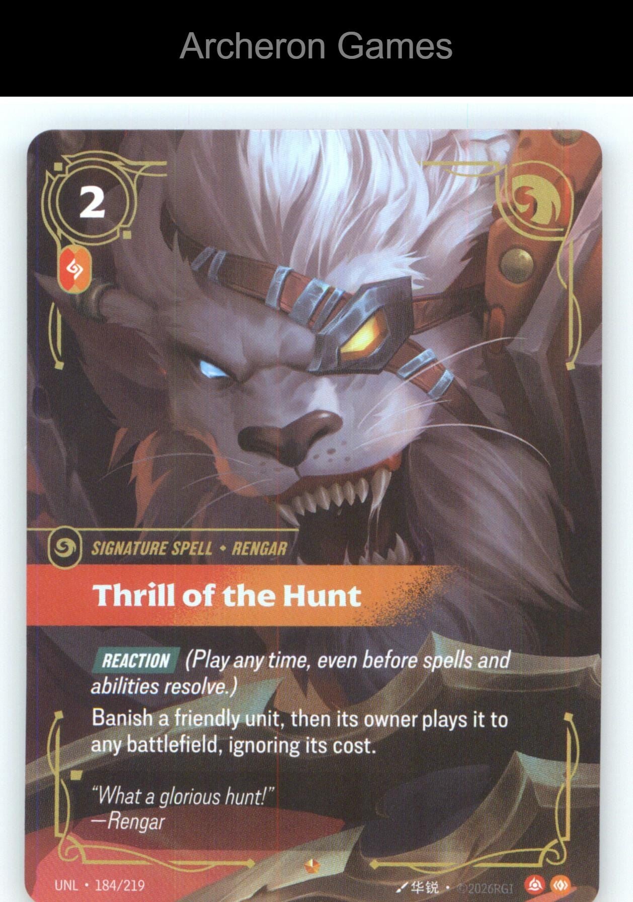 Thrill of the Hunt UNL 184/219 Epic Unleashed Riftbound Card Foil