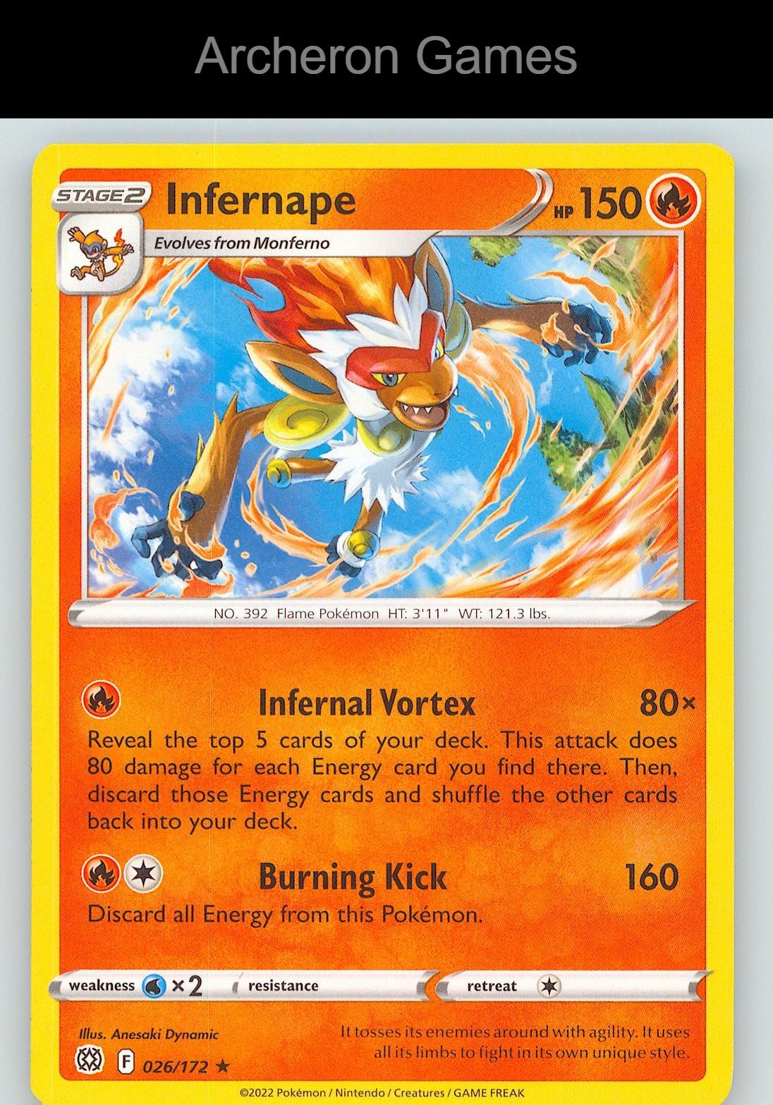 Pokemon Card Infernape BRS 026/172 HOLO R Brilliant Stars