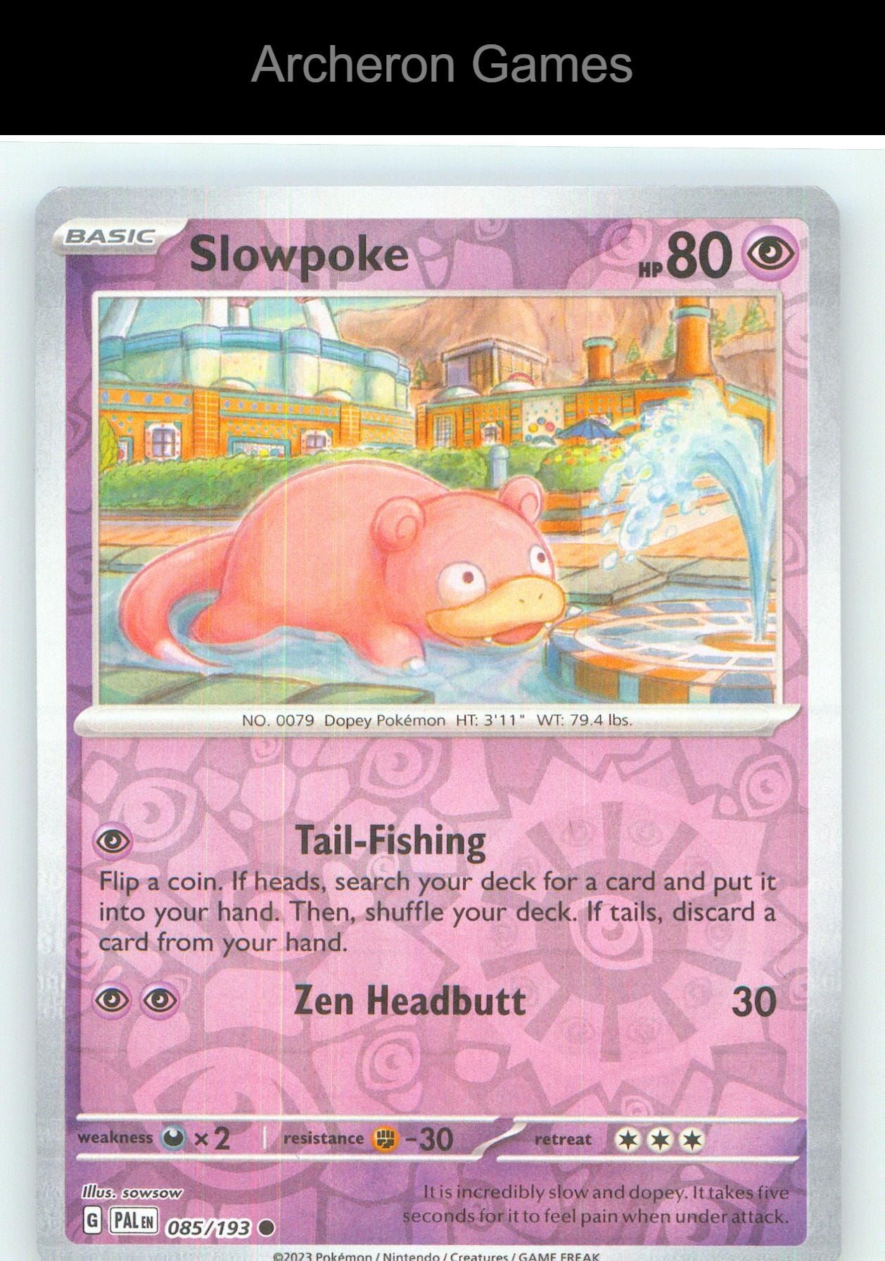Pokemon Card Slowpoke PAL 085/193 C Paldea Evolved Reverse Holo