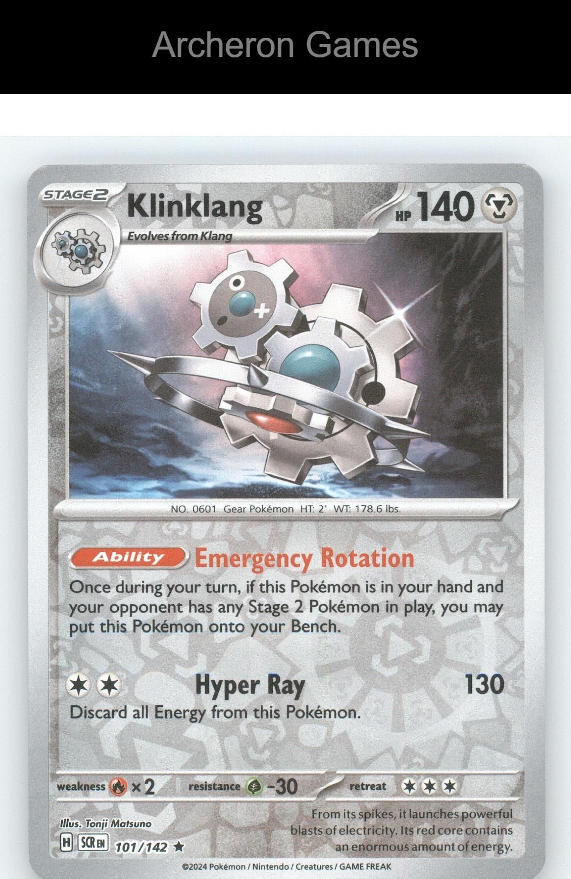 Pokemon Card Klinklang SCR 101/142 R Stellar Crown Reverse Holo