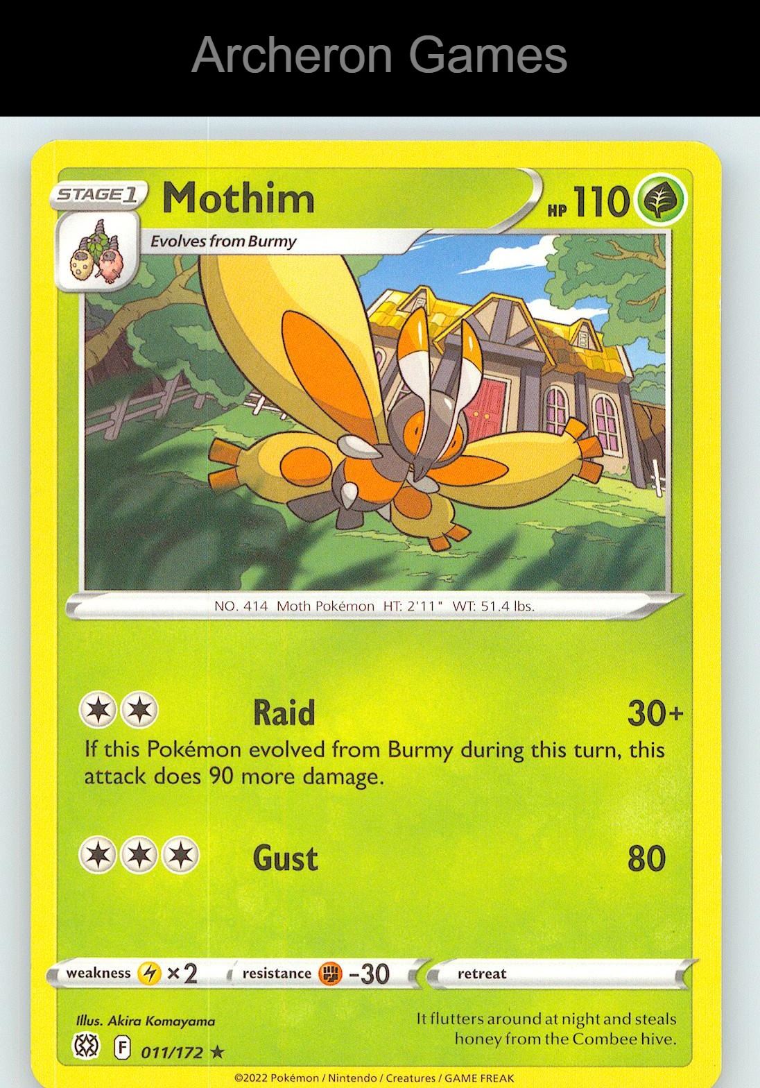 Pokemon Card Mothim BRS 011/172 R Brilliant Stars