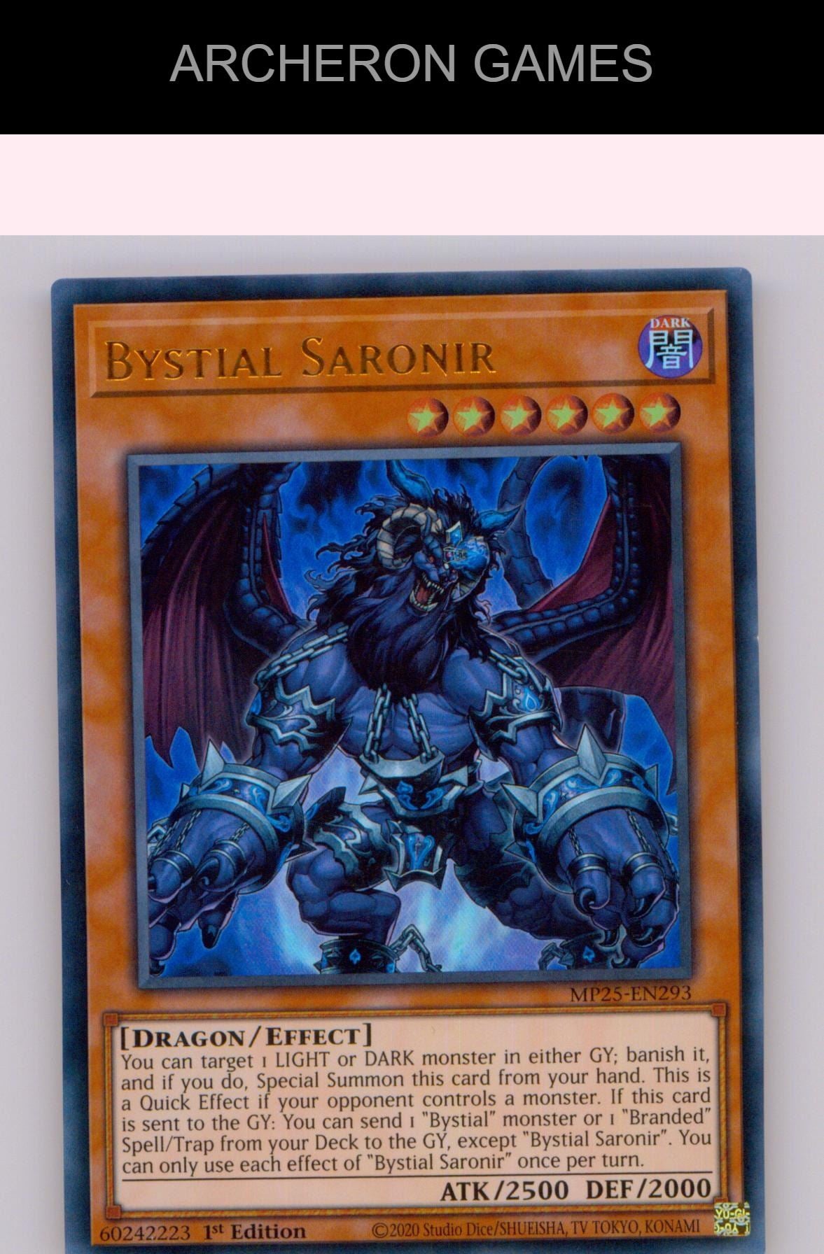 Bystial Saronir Ultra Rare YUGIOH Card 1st Edition