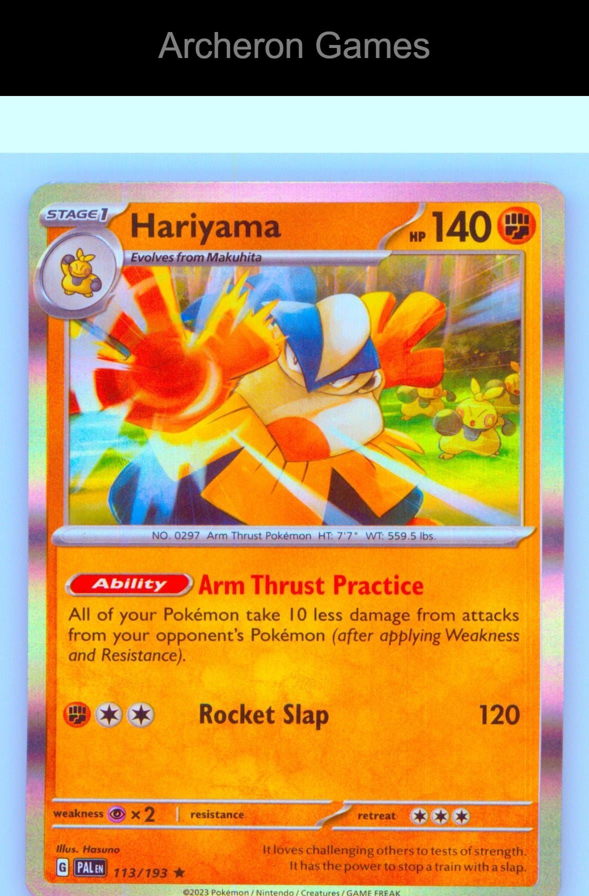 Pokemon Card Hariyama PAL 113/193 R Paldea Evolved Holo