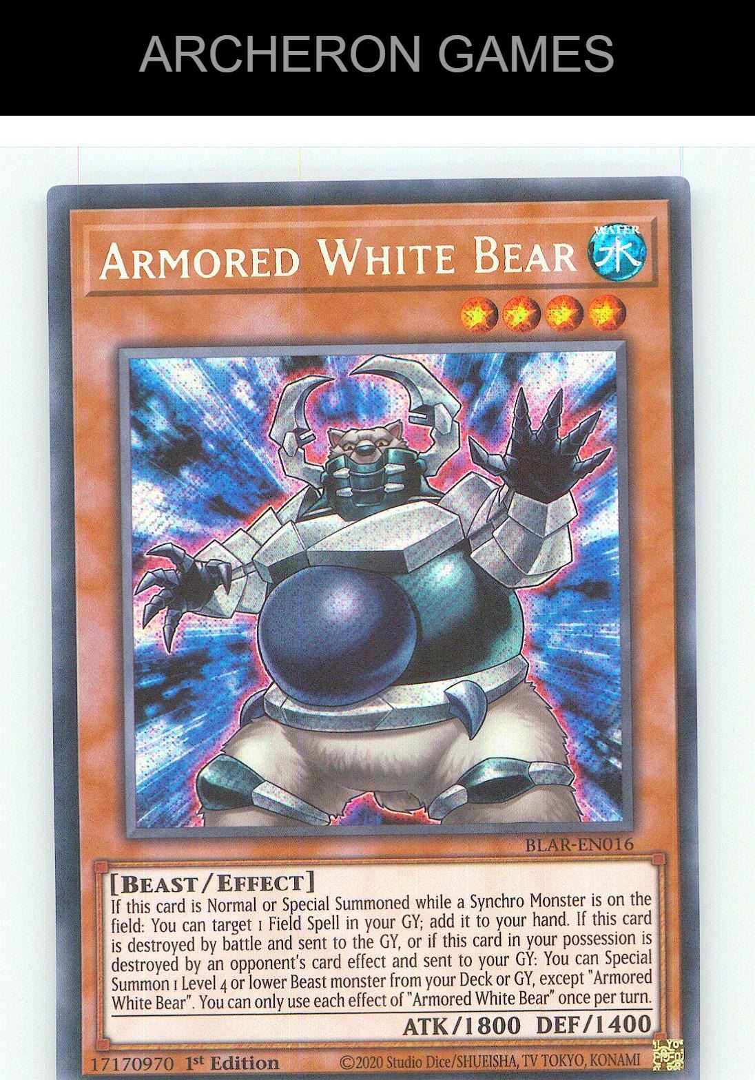 Armored White Bear SEC YUGIOH Card 1st Edition