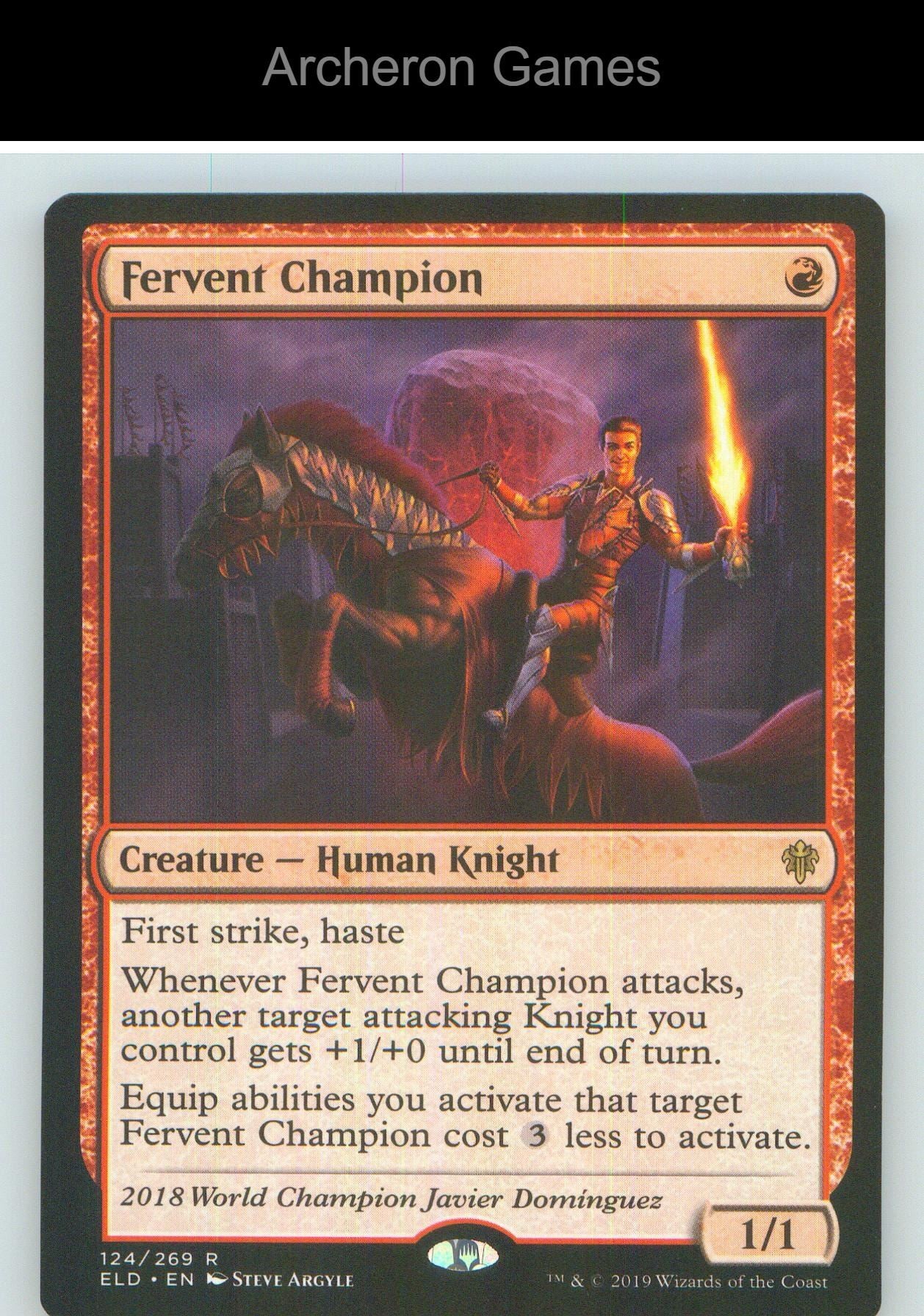 Fervent Champion ELD 124 R MTG Card NM/EX+