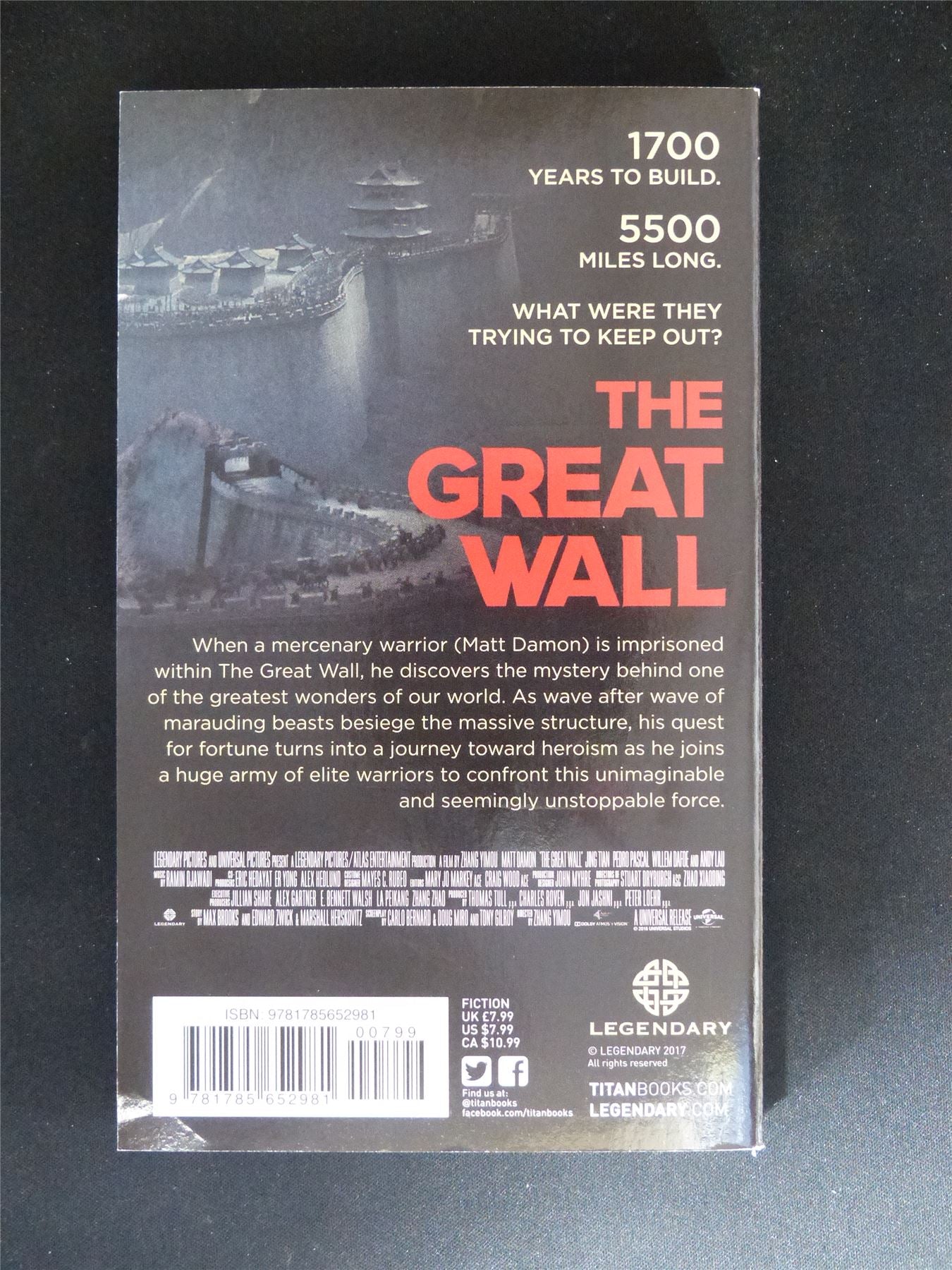 The Great Wall - Titan Novel Book Softback #8Y