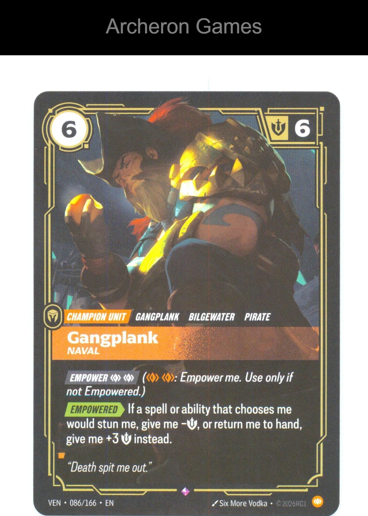 Gangplank - Naval VEN 086/166 R Vendetta Riftbound Card Foil