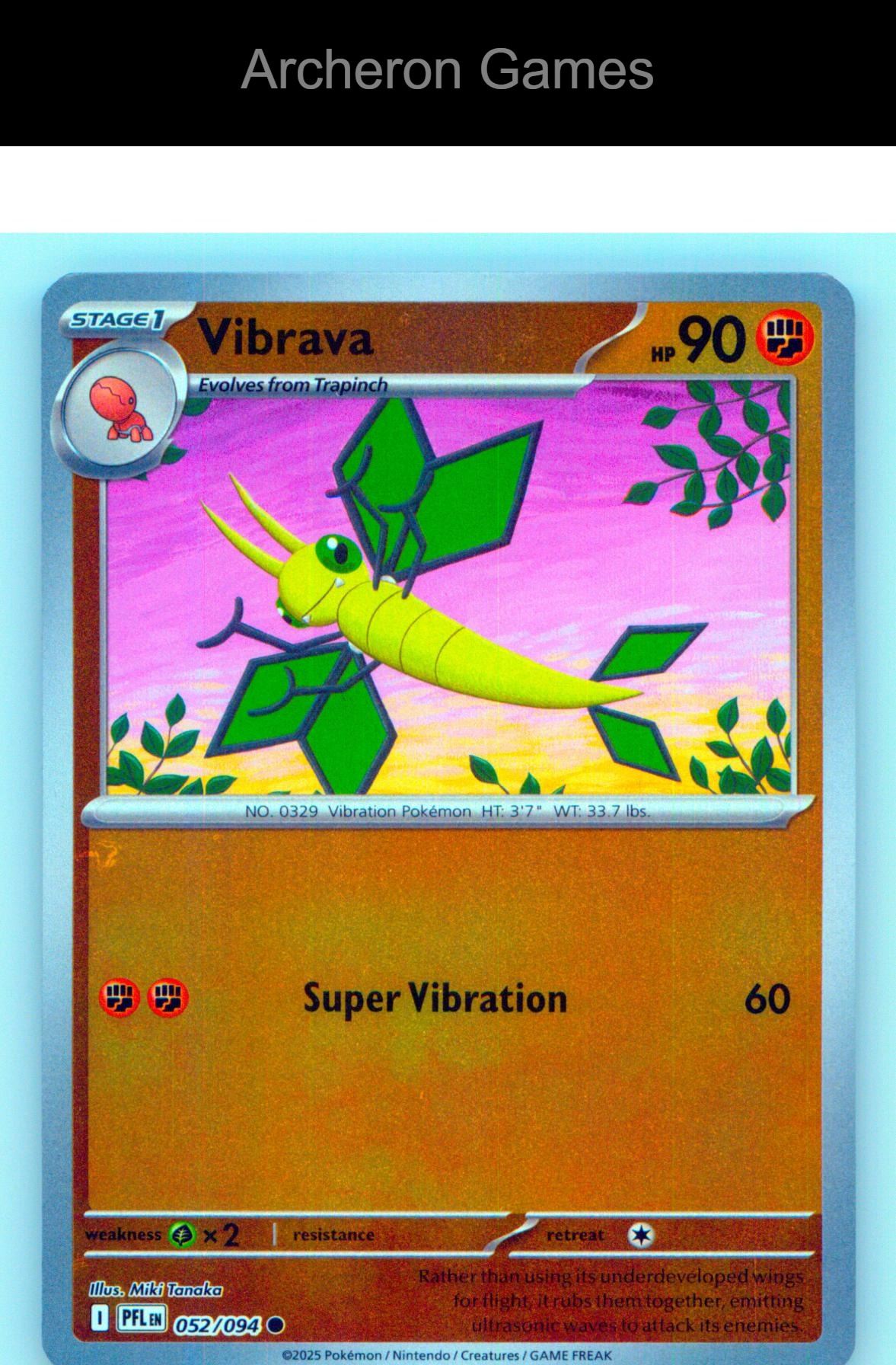 Pokemon Card Vibrava PFL 052/094 C Phantasmal Flames Reverse Holo