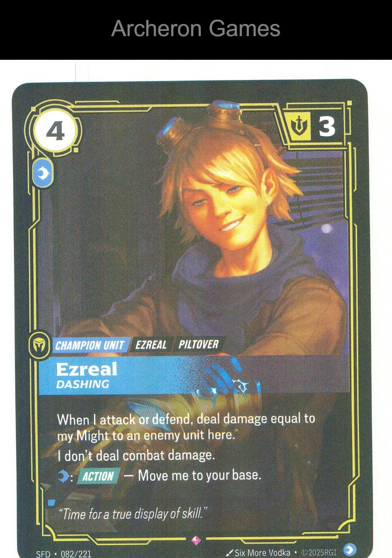 Ezreal - Dashing SFD 082/221 R Spiritforged Riftbound Card Foil