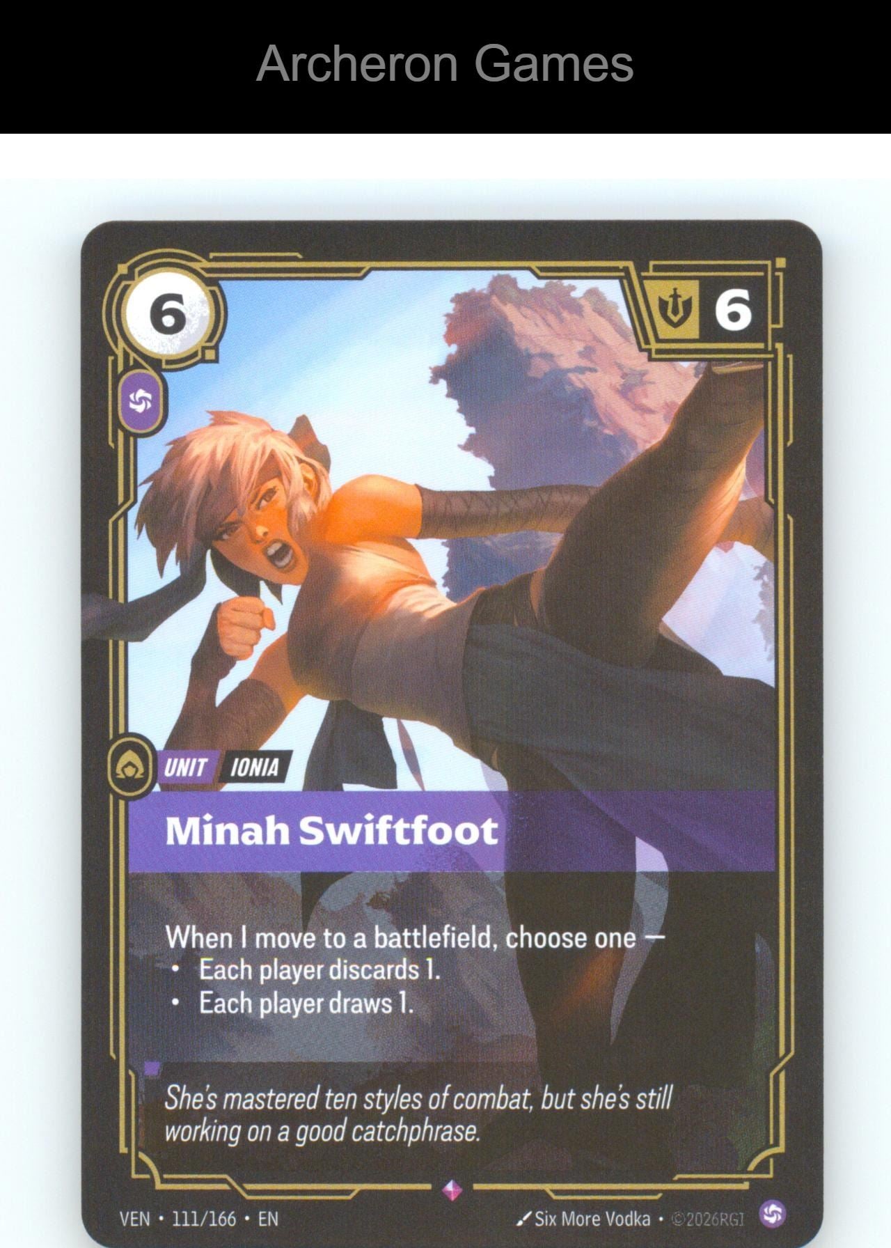 Minah Swiftfoot VEN 111/166 R Vendetta Riftbound Card Foil