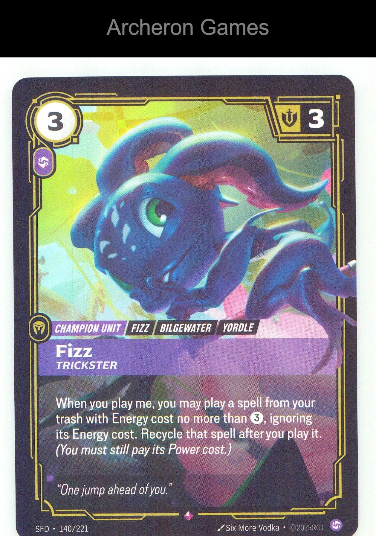 Fizz - Trickster SFD 140/221 R Spiritforged Riftbound Card Foil