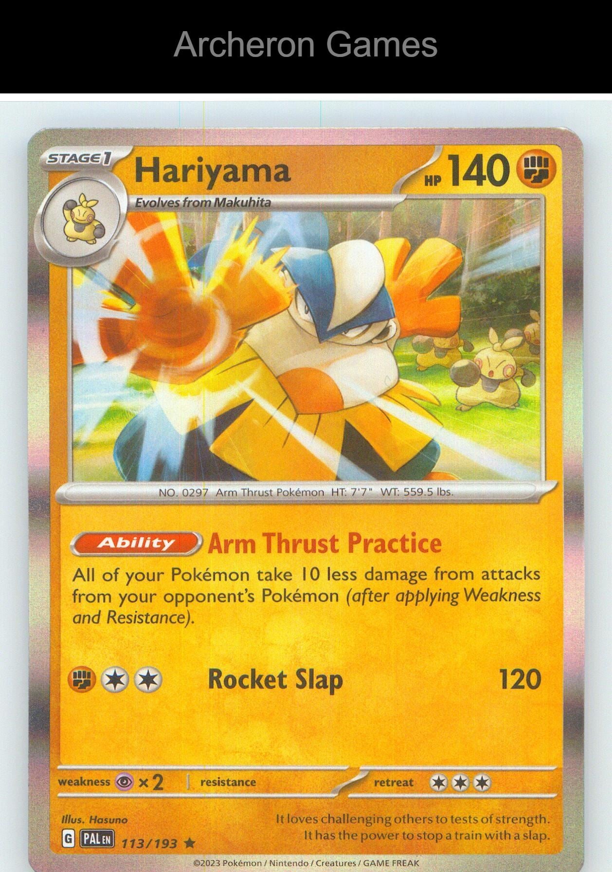 Pokemon Card Hariyama PAL 113/193 R Paldea Evolved Holo