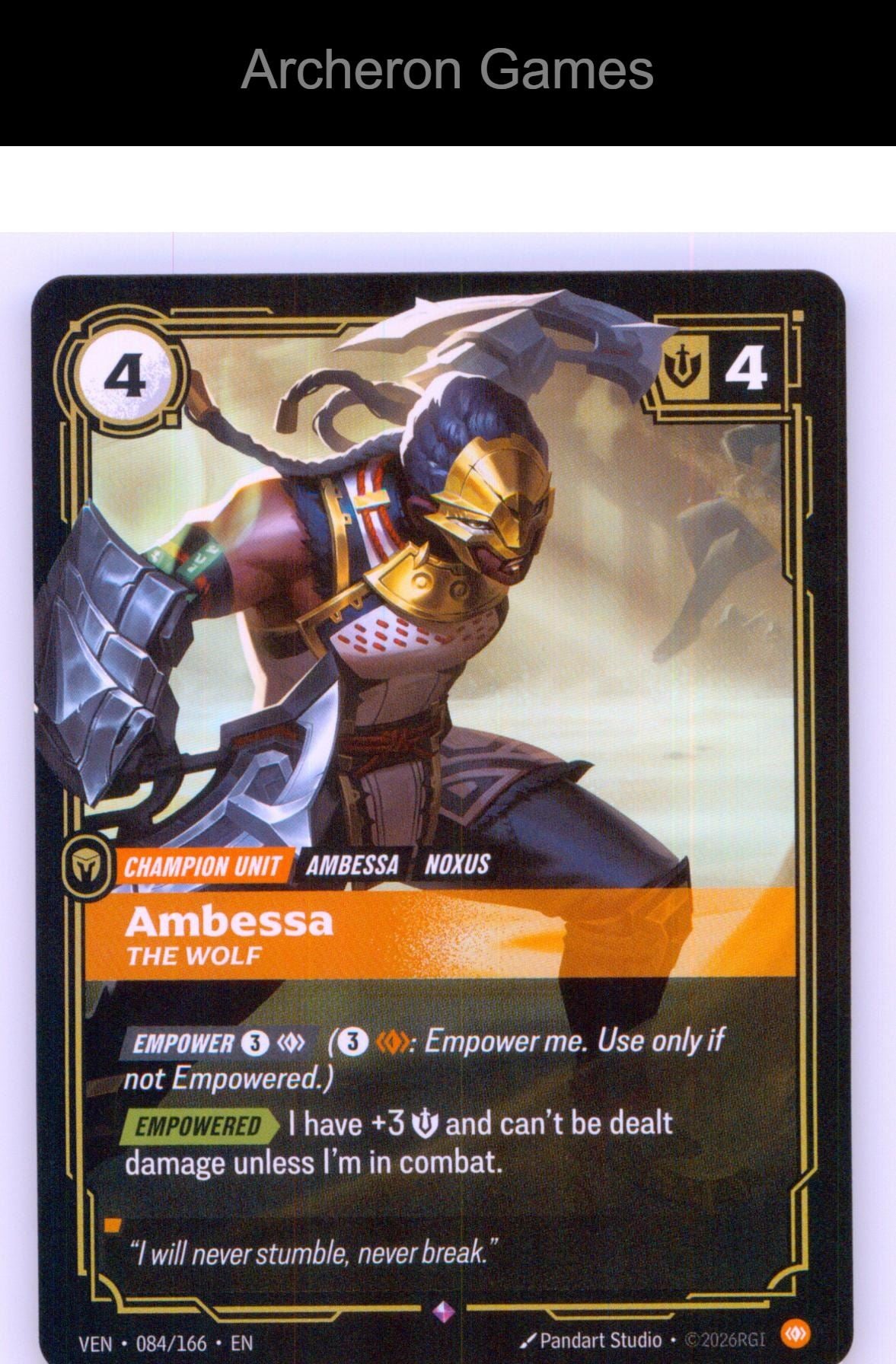 Ambessa - The Wolf VEN 084/166 R Vendetta Riftbound Card