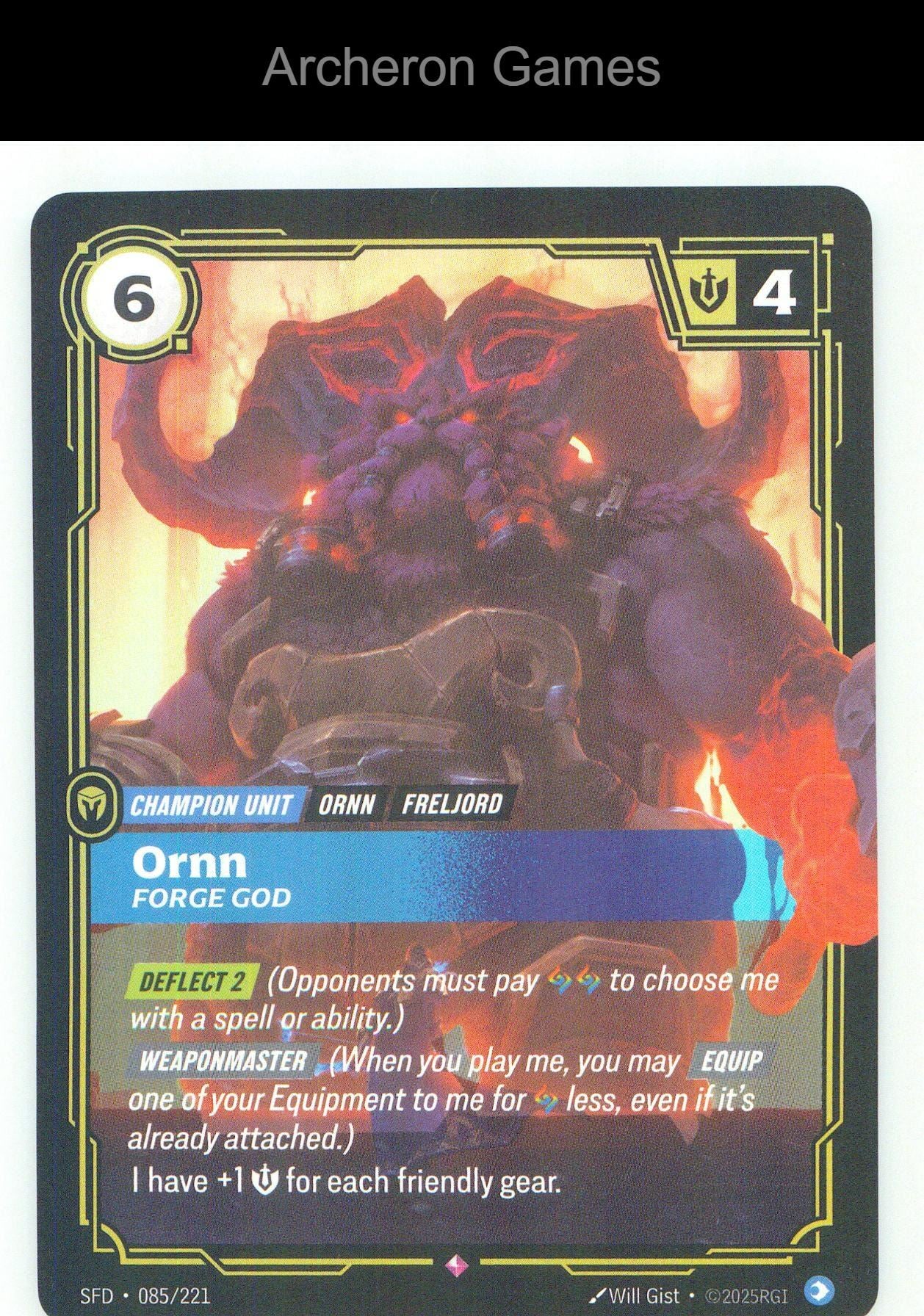 Ornn - Forge God SFD 085/221 R Spiritforged Riftbound Card Foil