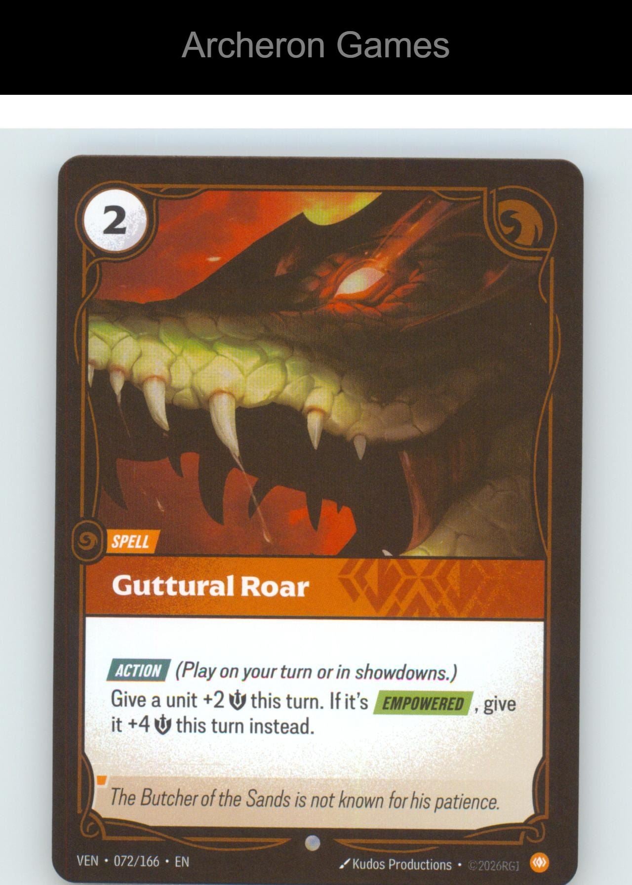 Guttural Roar VEN 072/166 C Vendetta Riftbound Card Foil