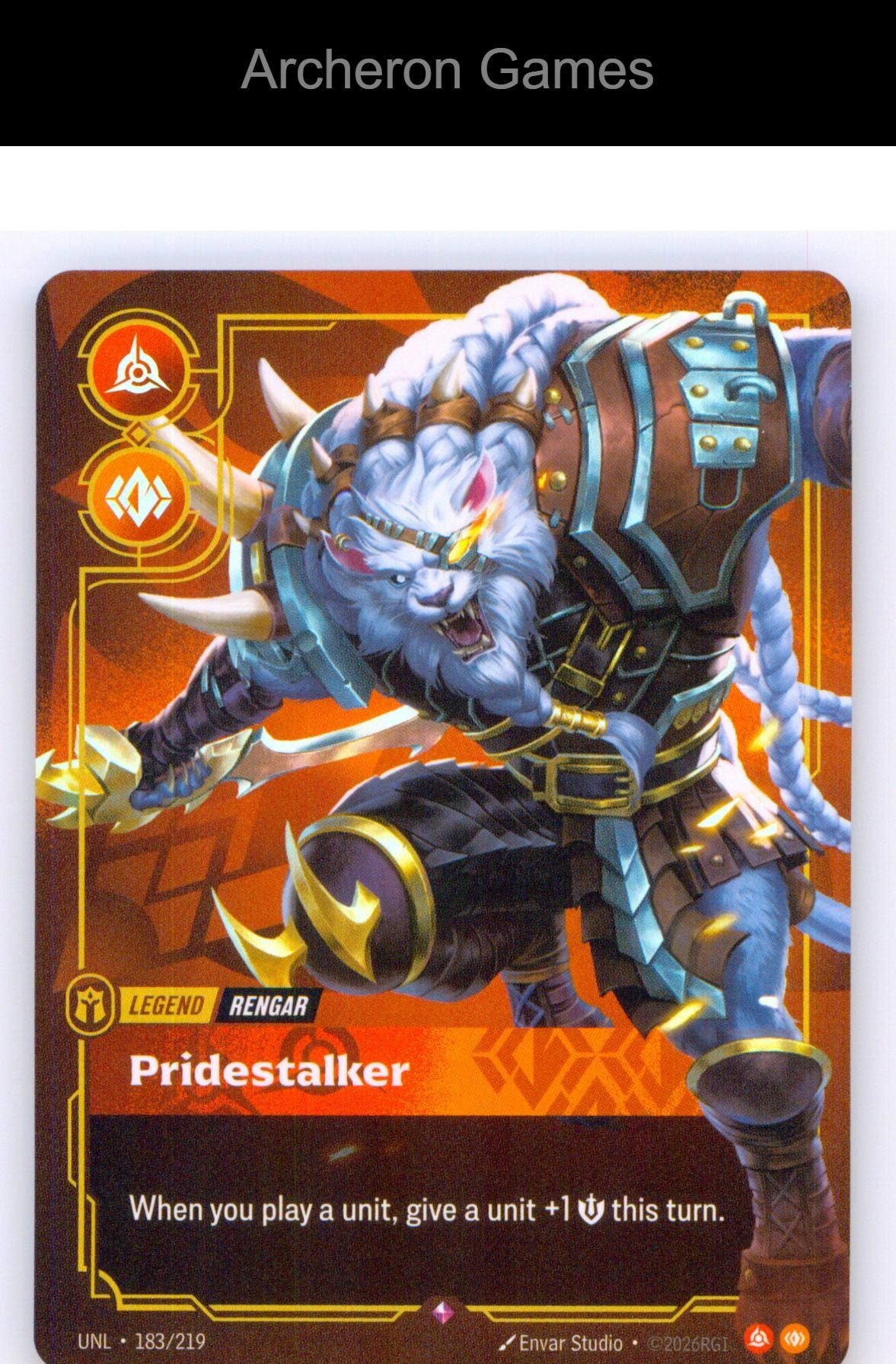 Rengar - Pridestalker UNL 183/219 R Unleashed Riftbound Card