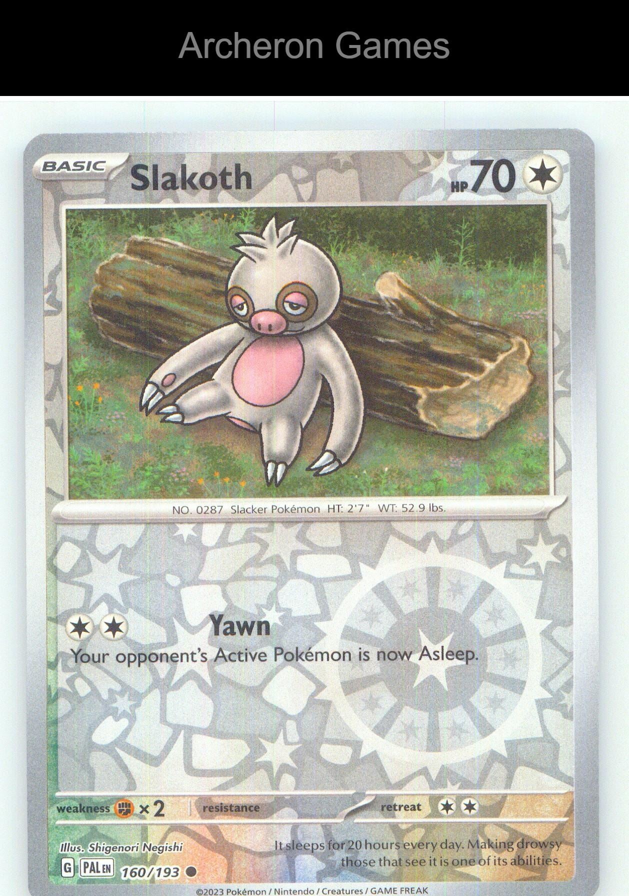 Pokemon Card Slakoth PAL 160/193 C Paldea Evolved Reverse Holo