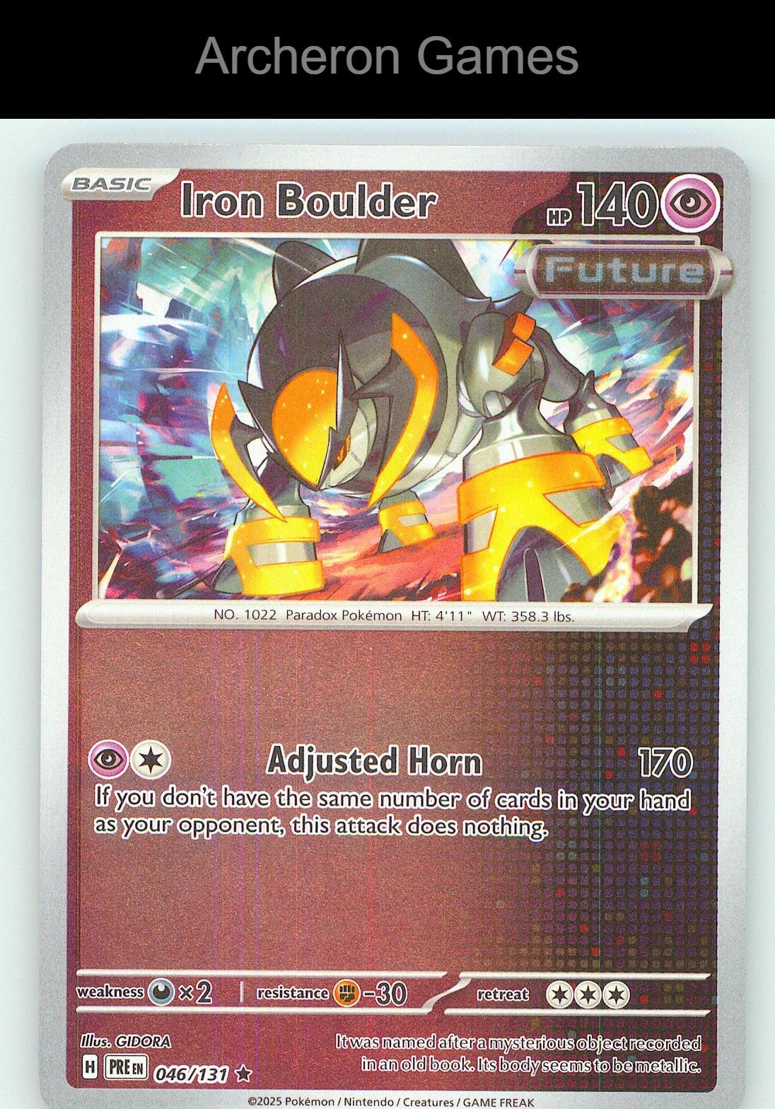 Pokemon Card Iron Boulder PRE 046/131 R Prismatic Evolutions Reverse Holo