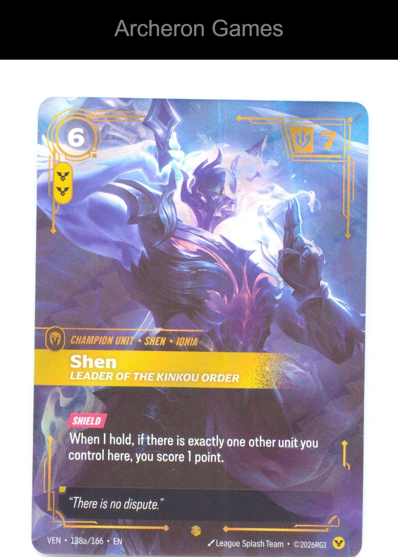 Shen - Leader of the Kinkou Order (Alt Art) VEN 138a/166 Vendetta Riftbound Foil