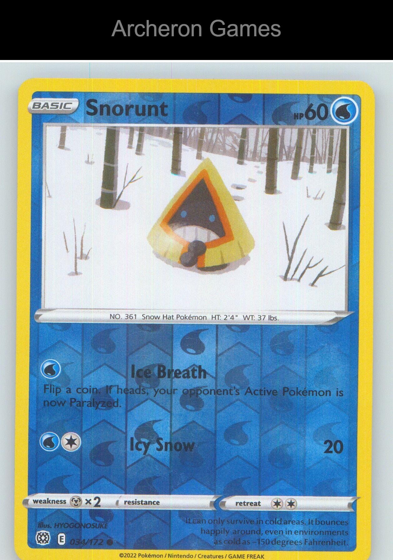 Pokemon Card Snorunt BRS 034/172 C Brilliant Stars Reverse Holo