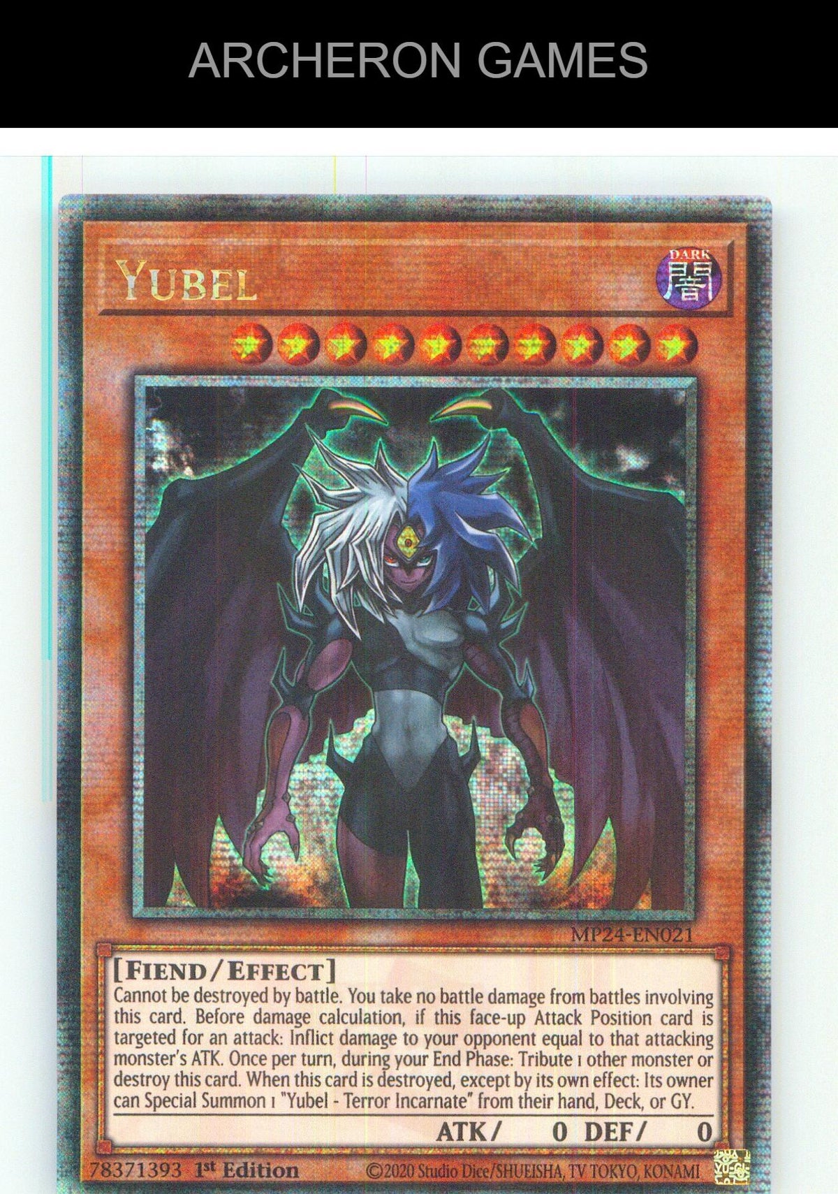 Yubel (Quarter Century Secret Rare) YUGIOH Card 1st Edition