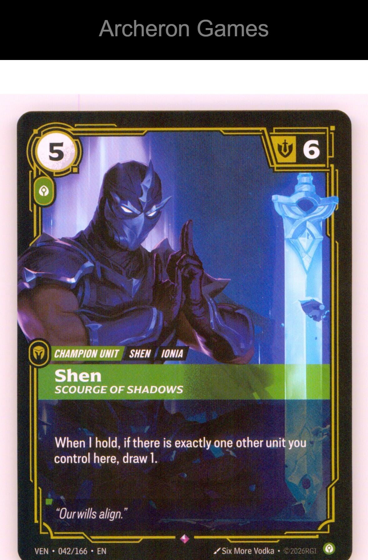 Shen, Scourge of Shadows VEN 042/166 R Vendetta Riftbound Card