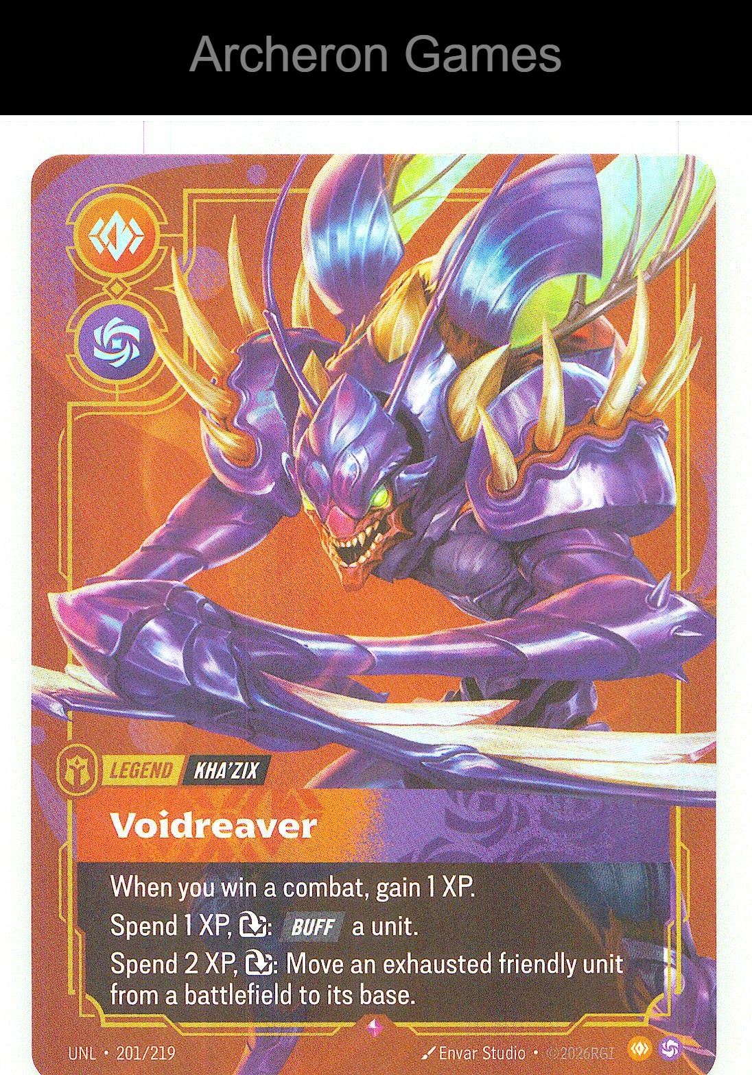 Kha'Zix - Voidreaver UNL 201/219 R Unleashed Riftbound Card