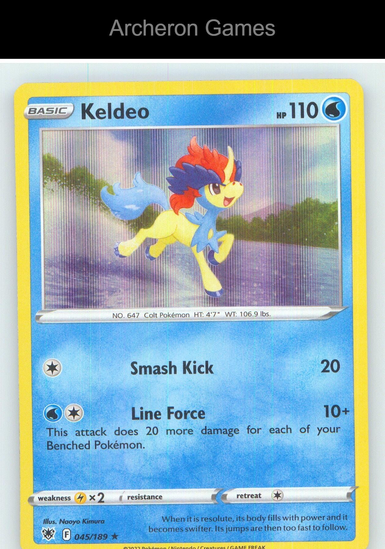Pokemon Card Keldeo ASR 045/189 HOLO R Astral Radiance