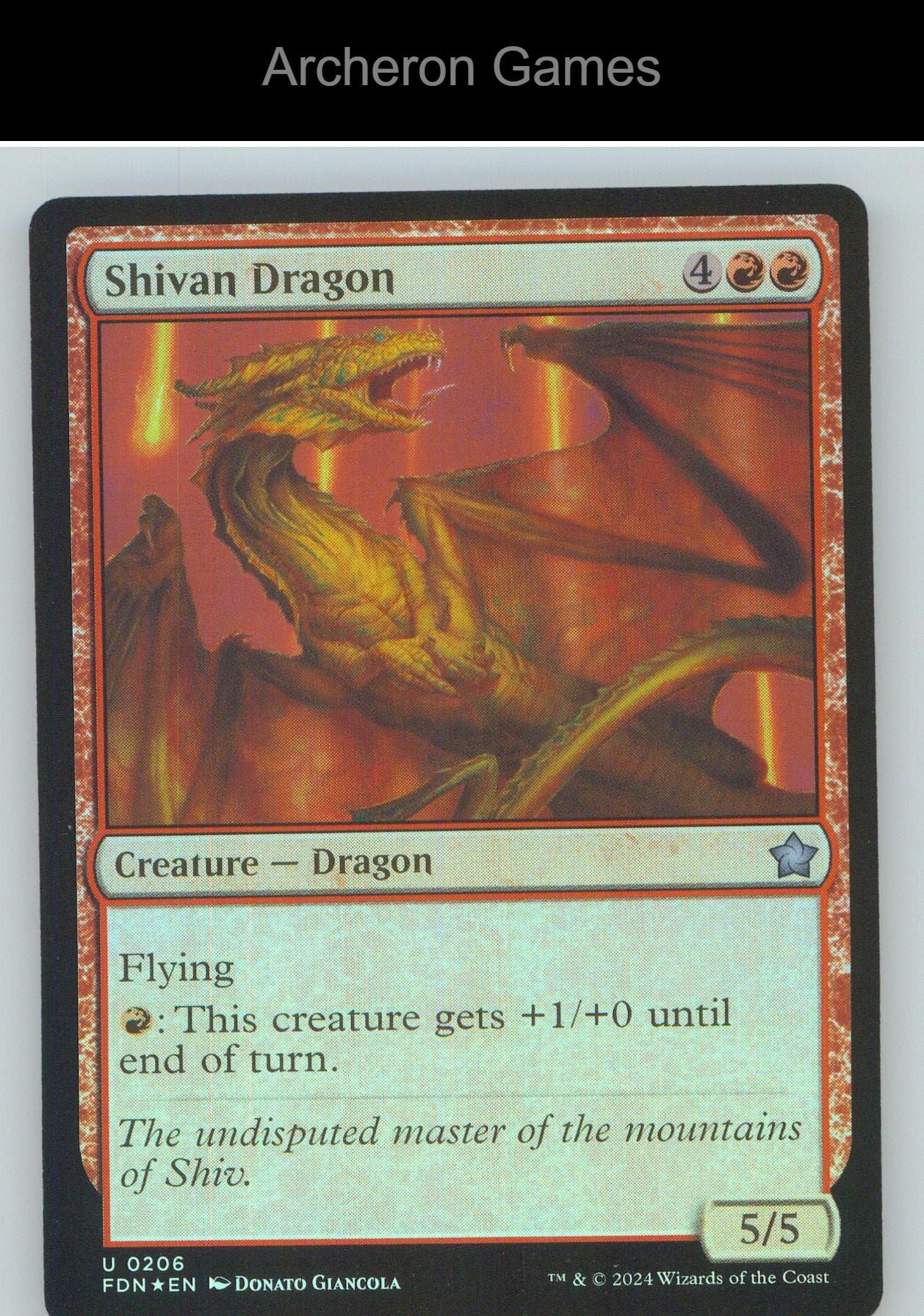 Shivan Dragon FDN 206 UC MTG Card NM/EX+ Foil
