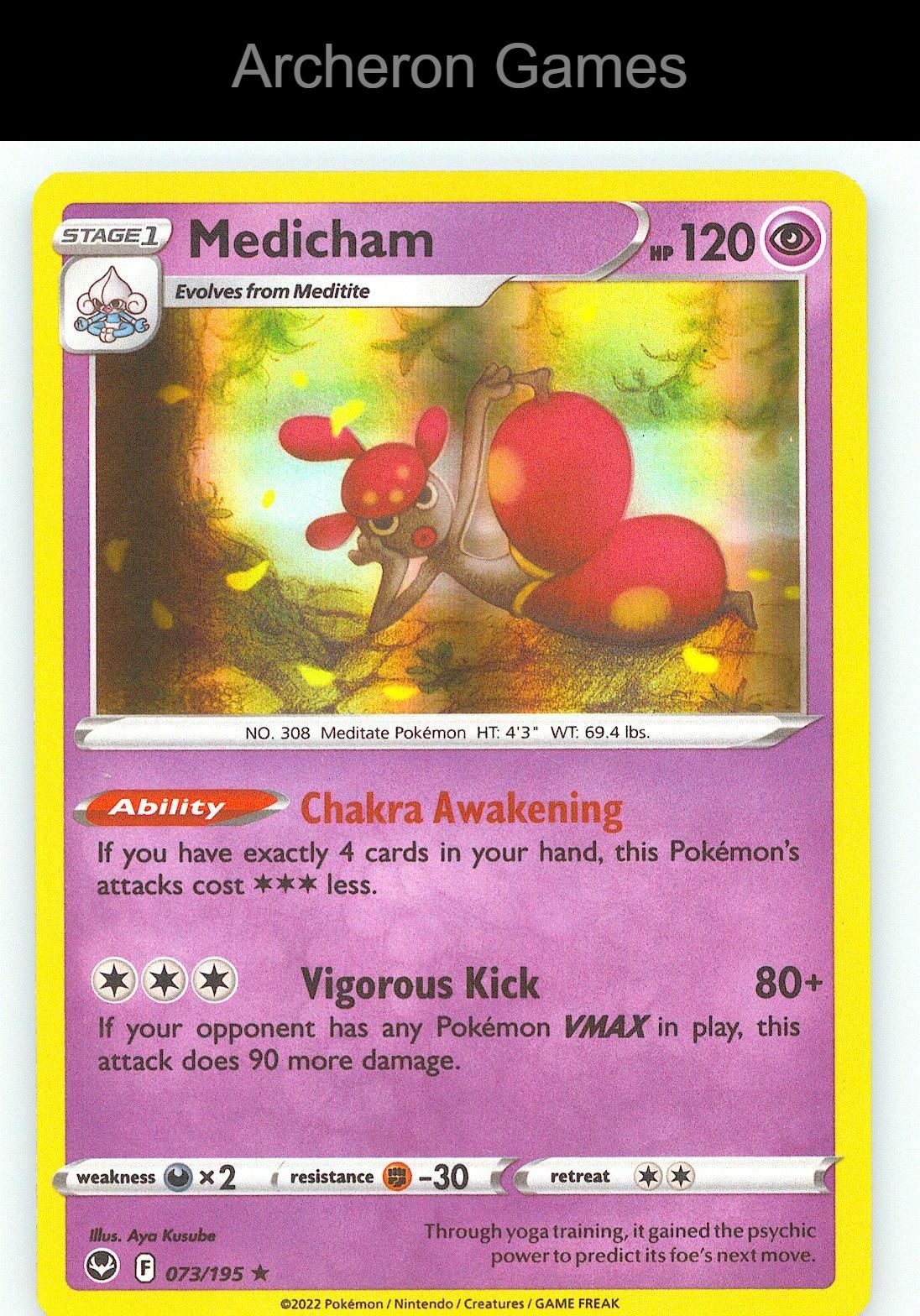 Pokemon Card Medicham SIT 073/195 Line Holo R Silver Tempest