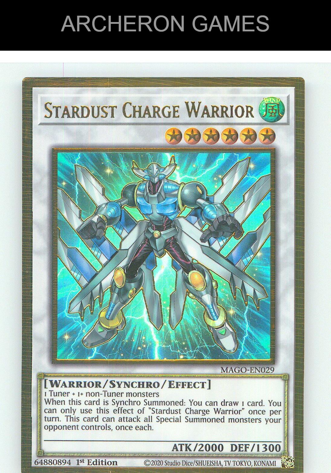 Stardust Charge Warrior Premium Gold Rare YUGIOH Card 1st Edition