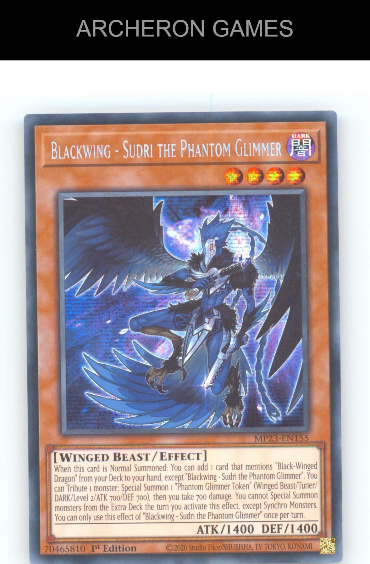 Blackwing - Sudri the Phantom Glimmer YUGIOH Card 1st Edition