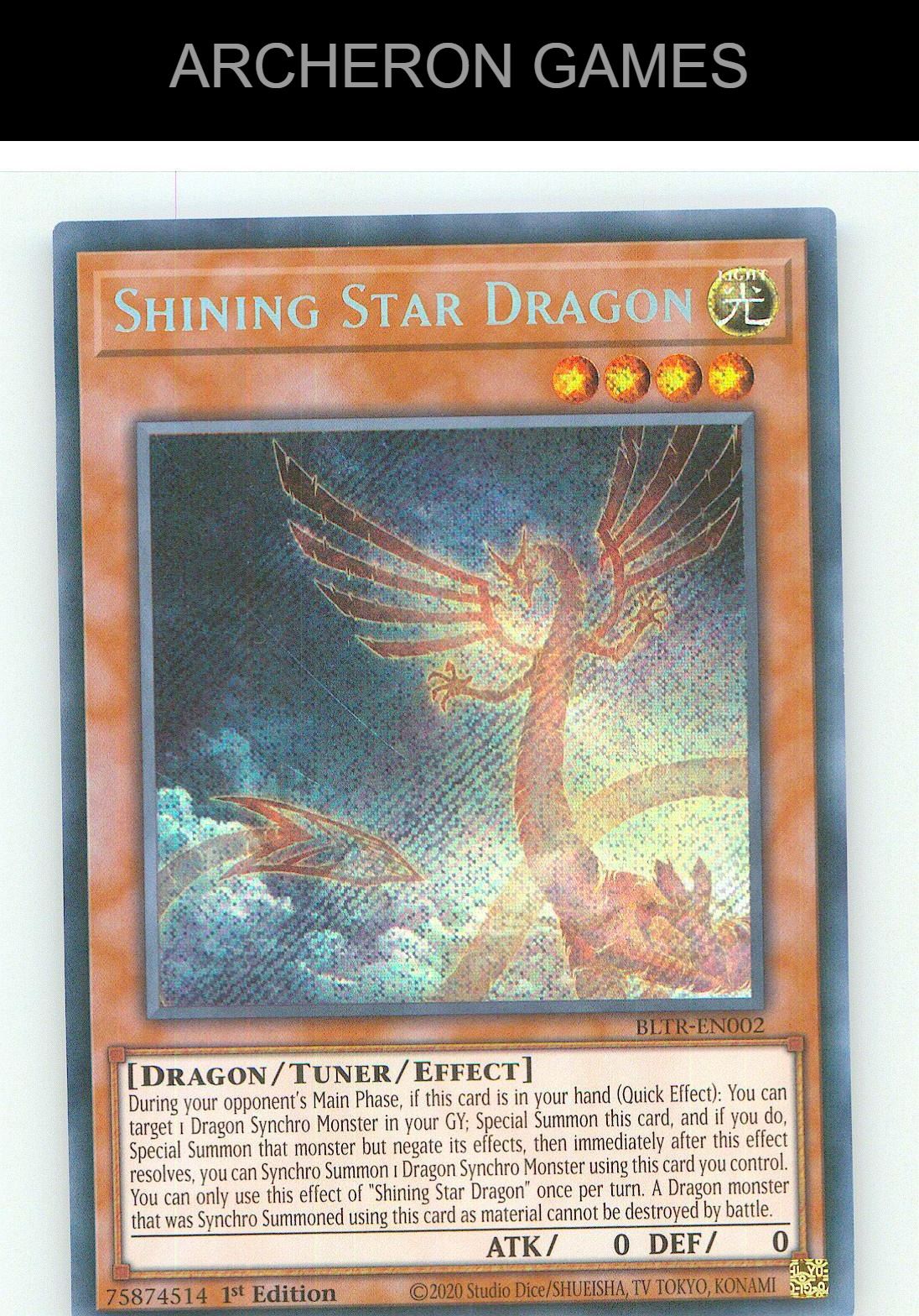 Shining Star Dragon SEC YUGIOH Card 1st Edition