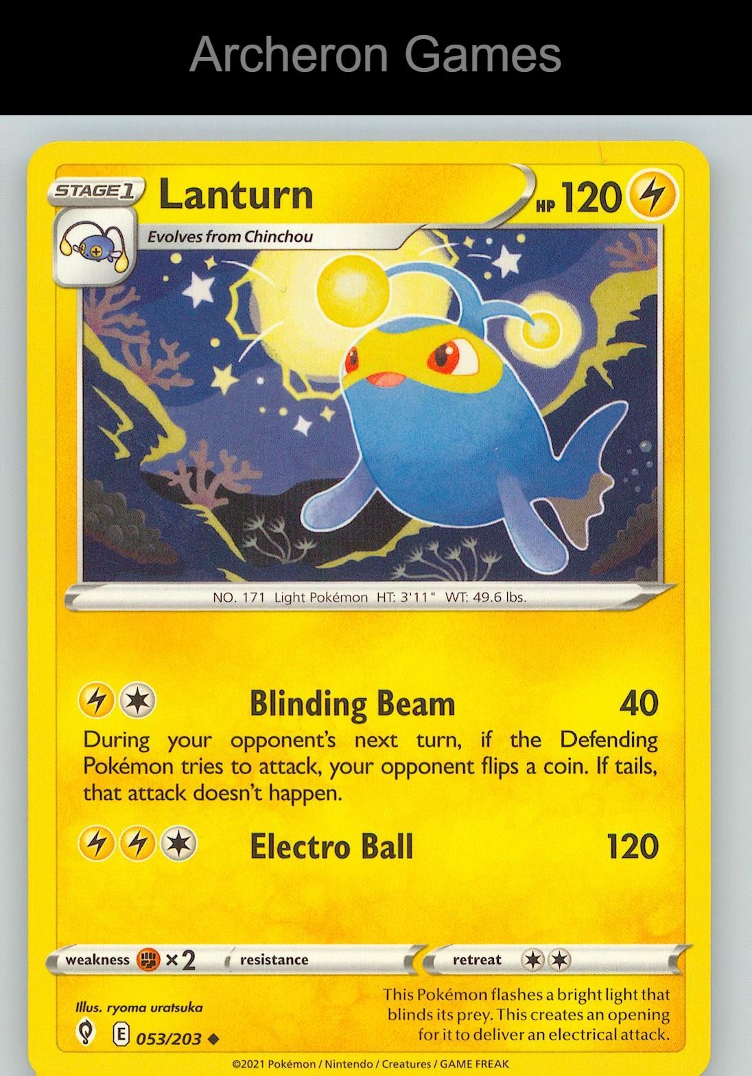 Pokemon Card Lanturn EVS 053/203 UC Evolving Skies