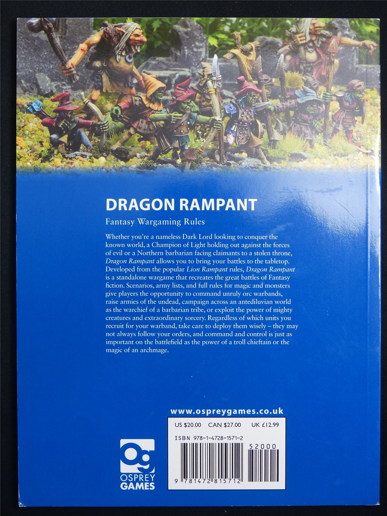 Dragon Rampant: Fantasy Wargaming Rulebook - Osprey Wargames 13 Softback #DE