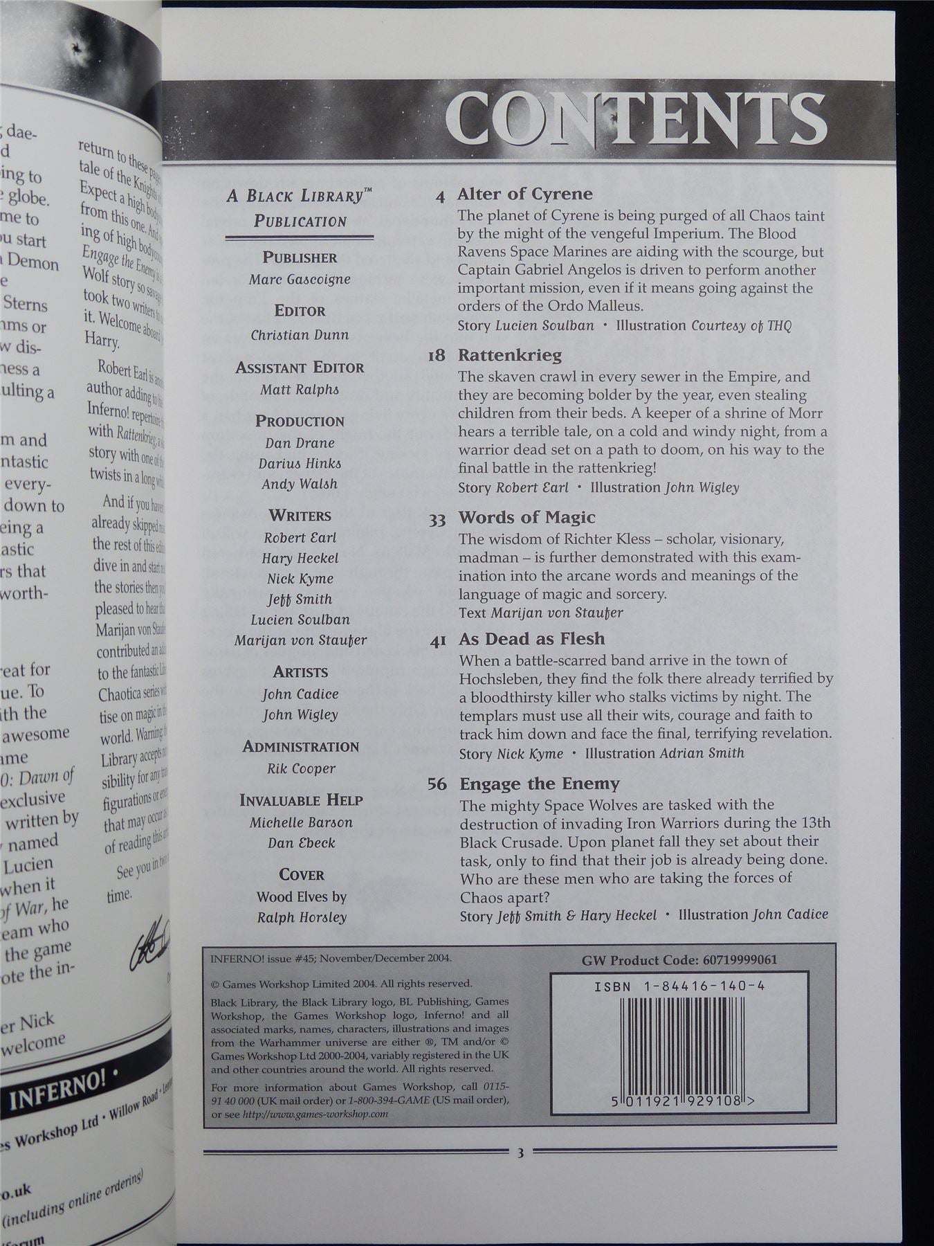 Inferno! Tales of Fantasy and Adventure #45 - Workshop Black Library Publication #1NW