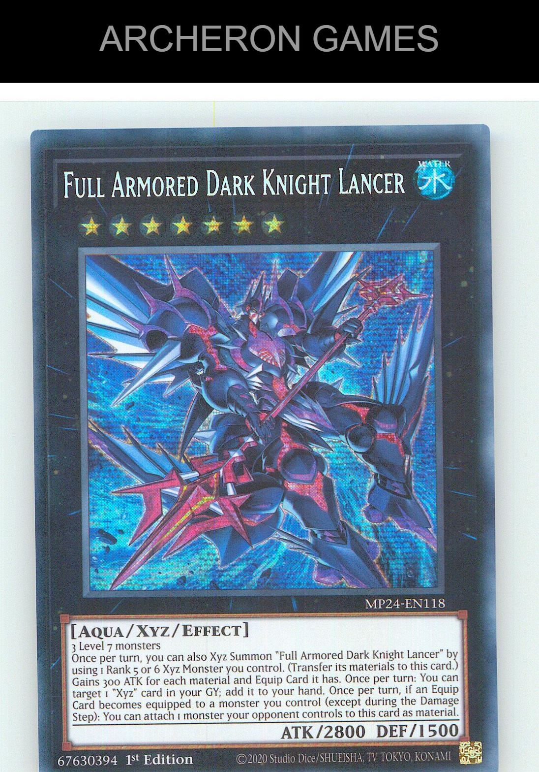 Full Armored Dark Knight Lancer Prismatic Secret Rare YUGIOH Card 1st Edition