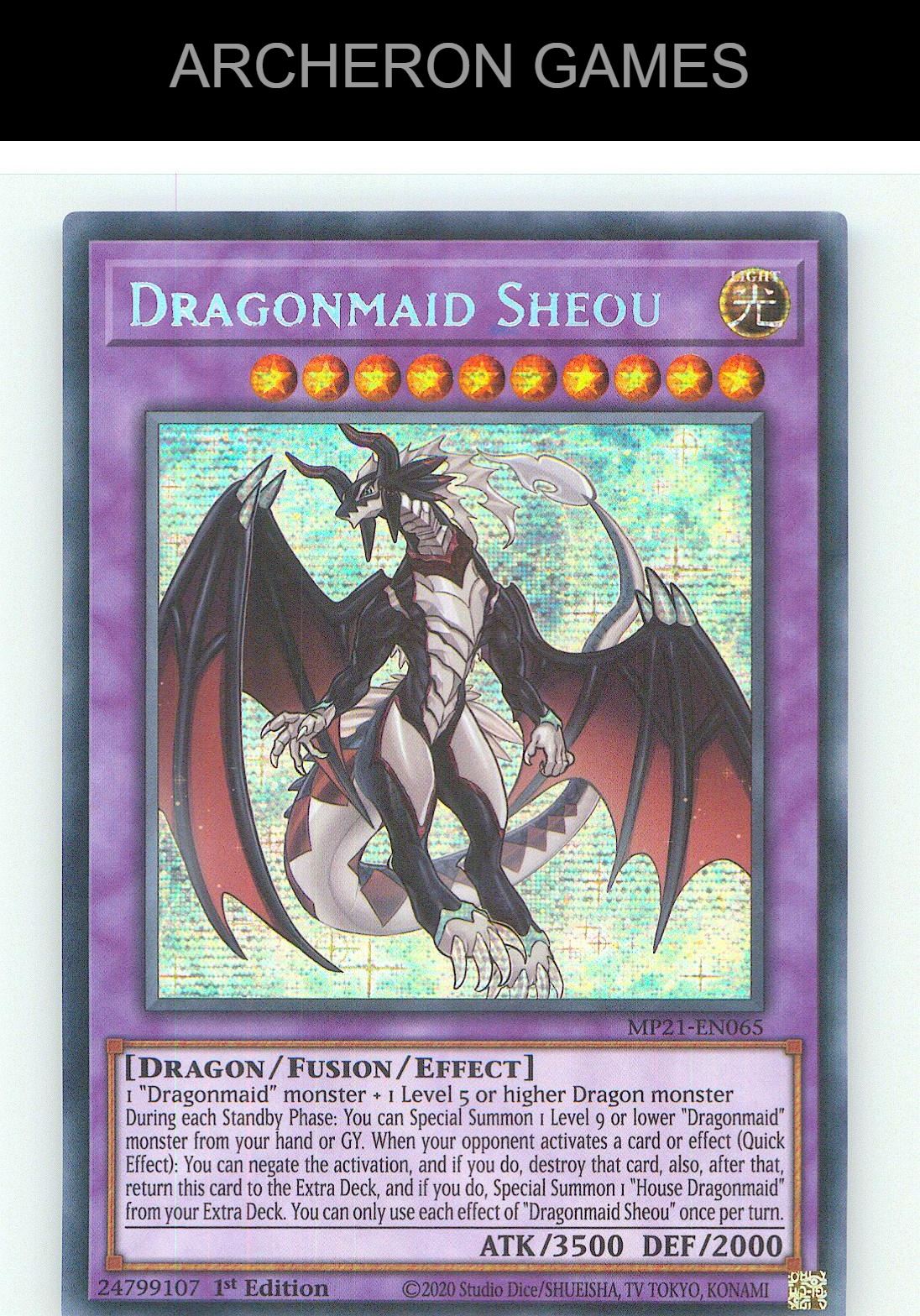 Dragonmaid Sheou Prismatic Secret Rare YUGIOH Card 1st Edition