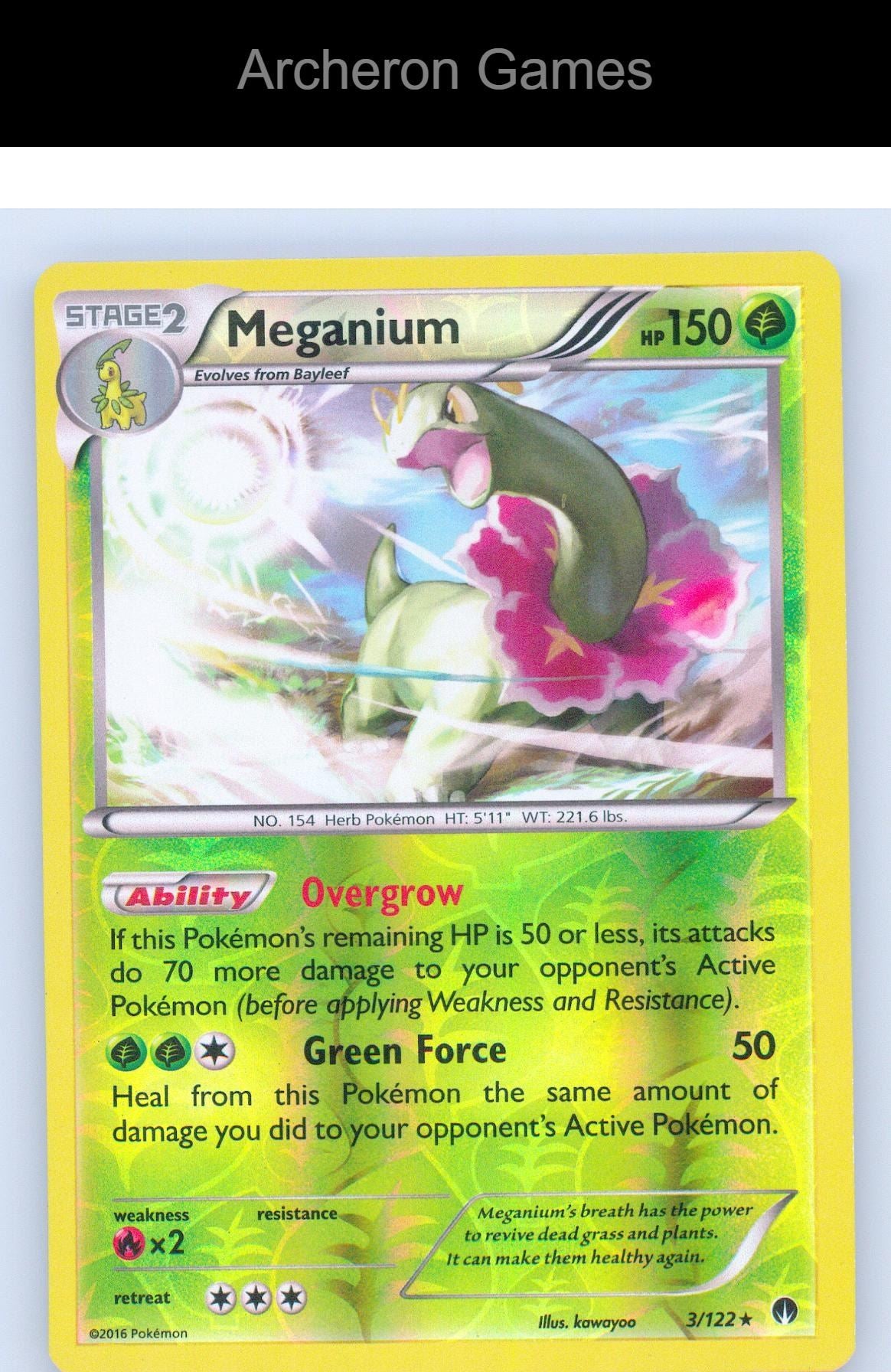 Pokemon Card Meganium BKP 3/122 R BREAKpoint Reverse Holo