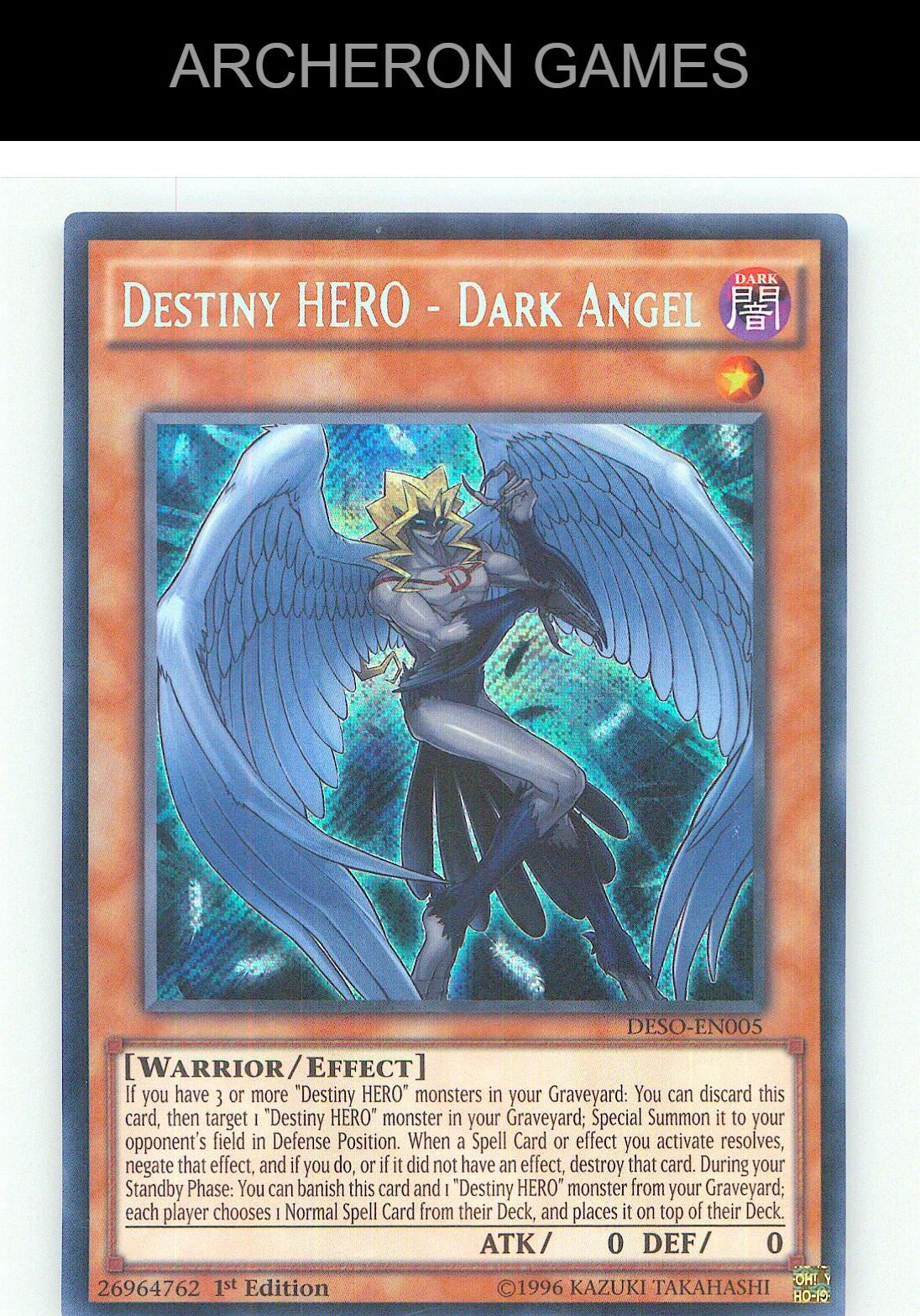 Destiny HERO - Dark Angel SEC YUGIOH Card 1st Edition