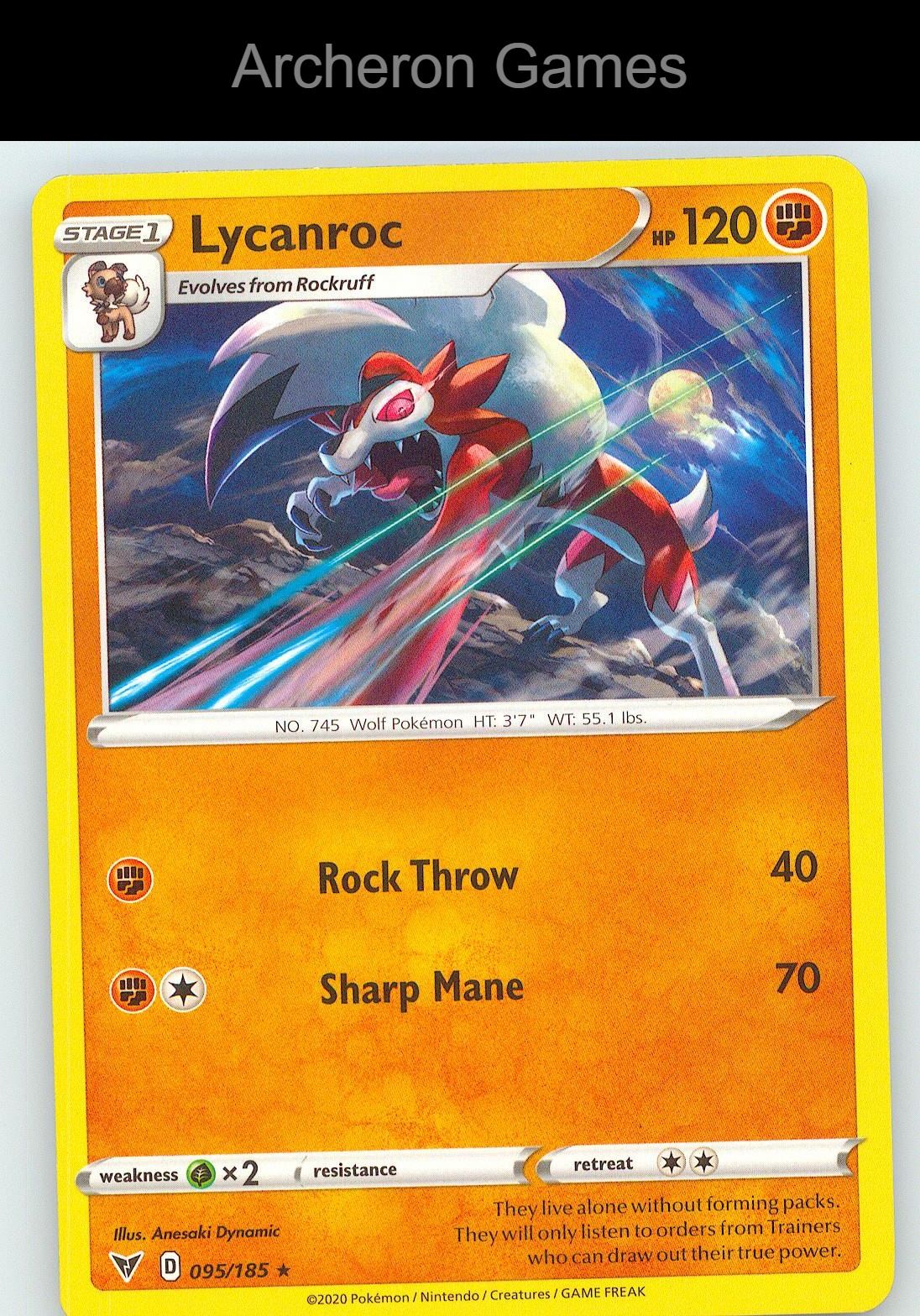 Pokemon Card Lycanroc VIV 095/185 R Vivid Voltage