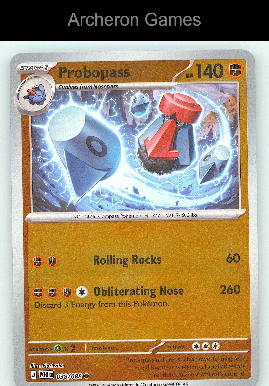 Pokemon Card Probopass ME03 038/088 C Perfect Order Reverse Holo