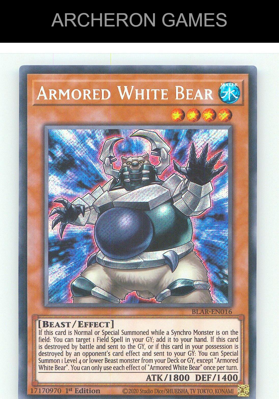 Armored White Bear SEC YUGIOH Card 1st Edition